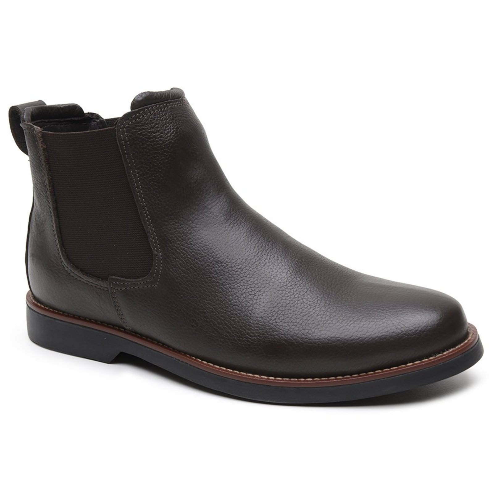 Bota Masculina Chelsea Couro Legítimo Ultra Leve Casual Rústica Macia Café