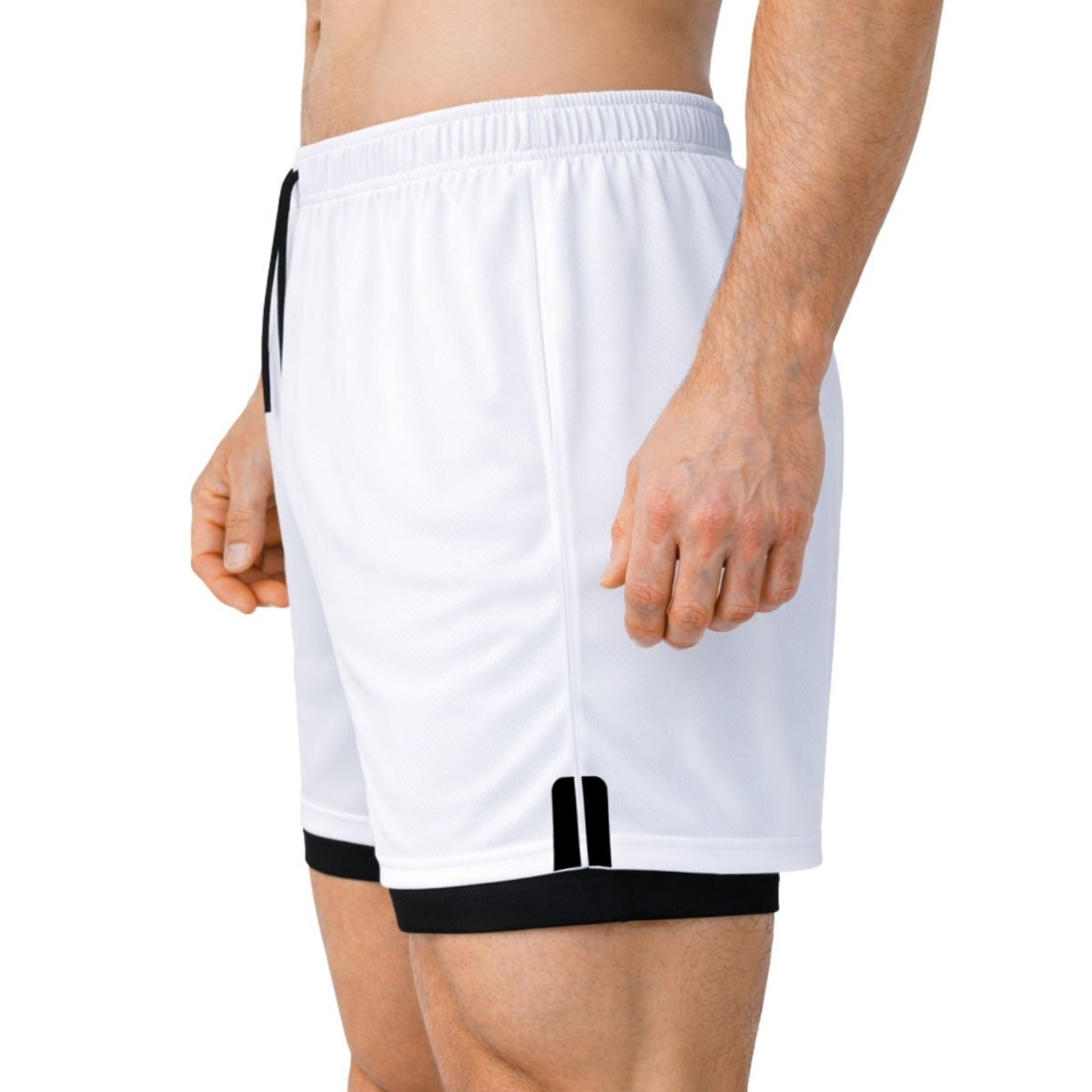 Vista 3 Short Treino Dry Fit Térmico 2 em 1 com Bolso para Celular e Porta-Toalha Calção Fitness Academia Relaxado preto Relaxado preto
