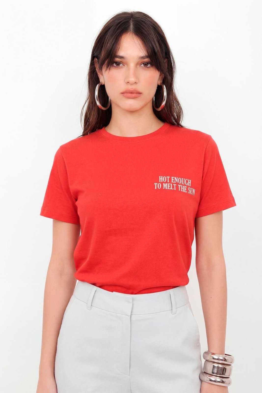 Vista 2 T-Shirt Hot Season Feminina Inblanche vermelho Inblanche vermelho