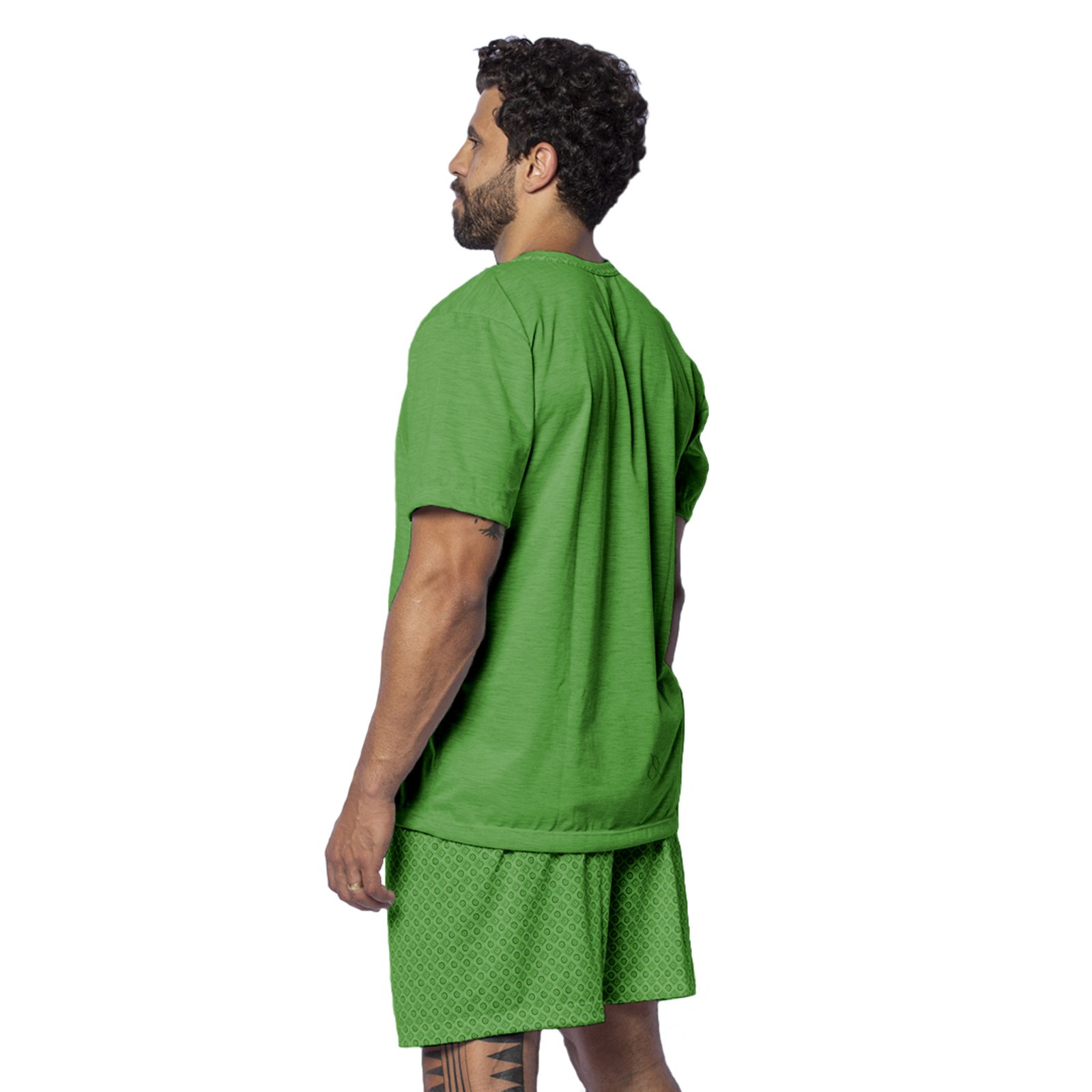 Vista 3 Pijama Masculino Gabi Lingerie de Malha Confortável Verão Manga Curta Poliéster Fresco Elegante cinza Gabi Lingerie cinza