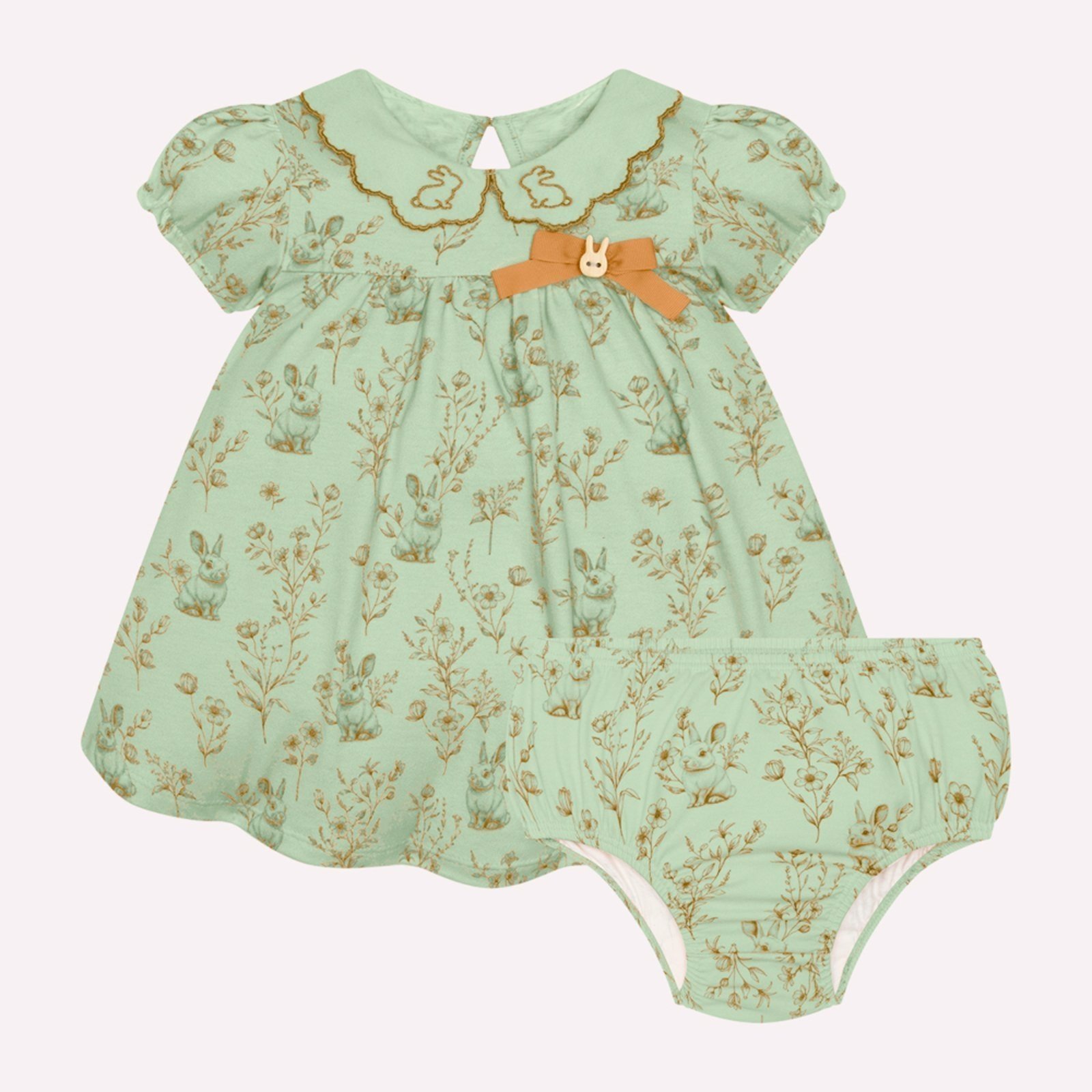 Infantil - Vestido com Calcinha Menina Coelhinhos Milon