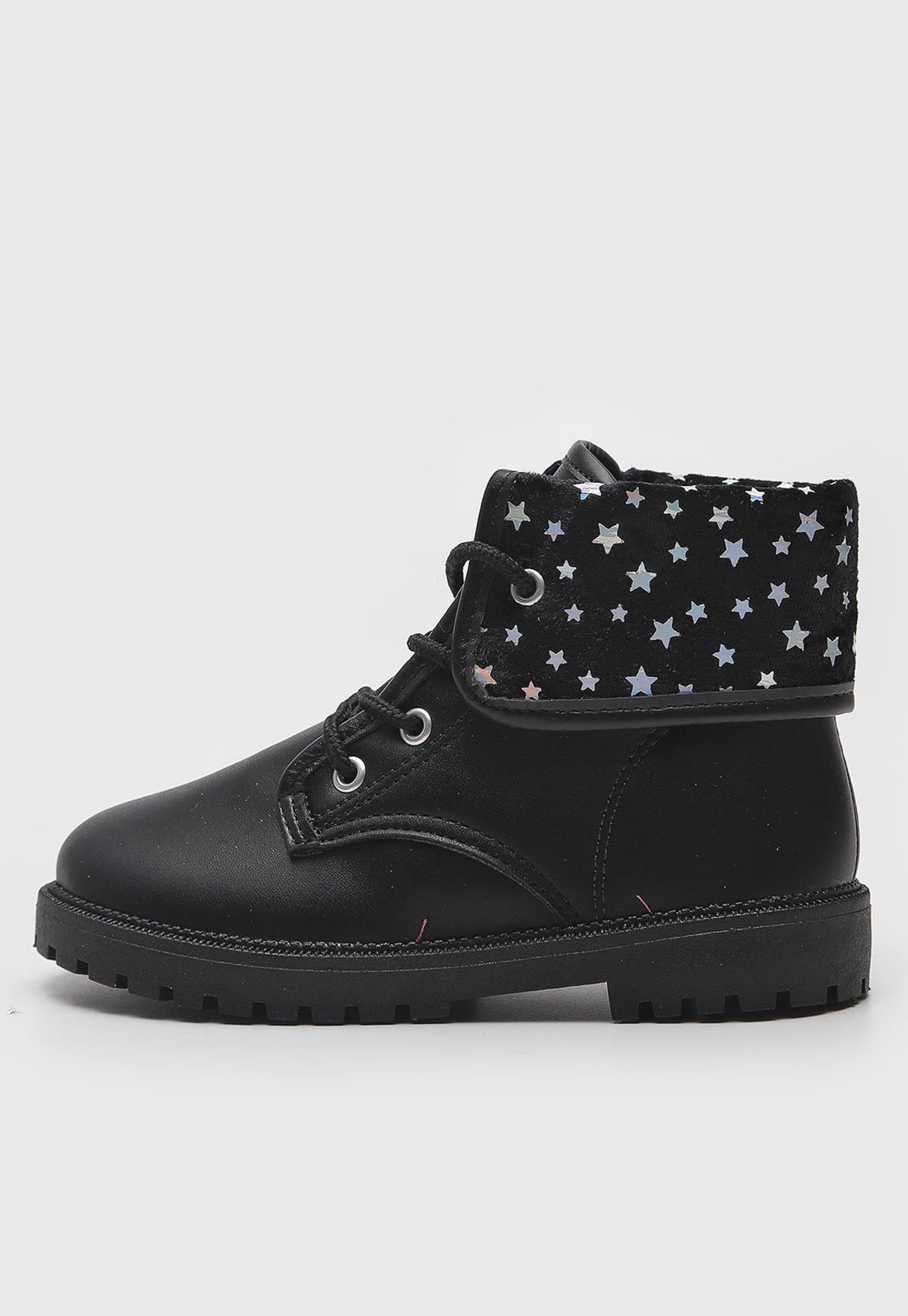 Vista 3 Infantil - Bota Coturno Molekinha Cano Curto Preta preto MOLEKINHA preto