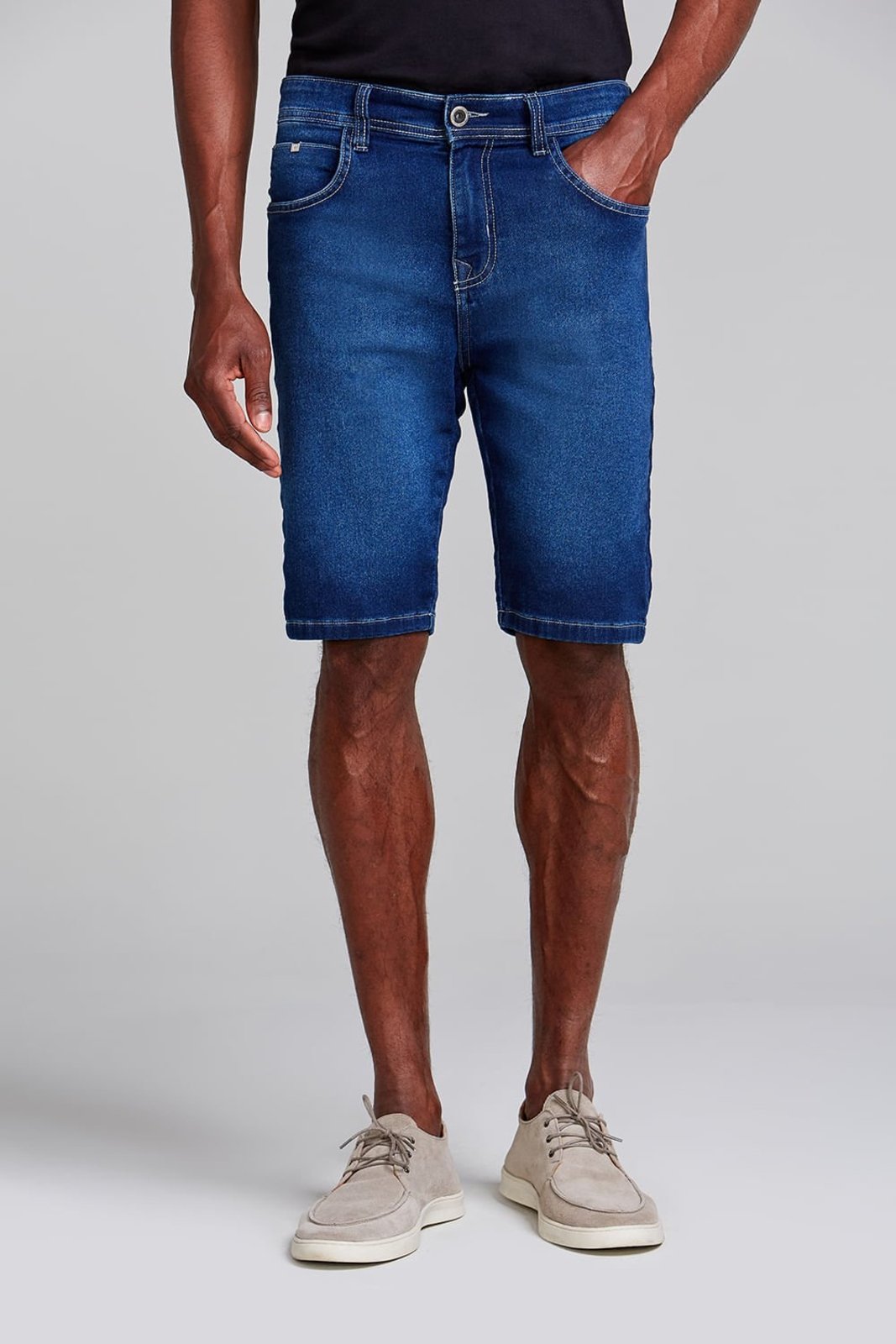 HIGHSTIL Bermuda Jeans Slim Fit - Lavagem Escura