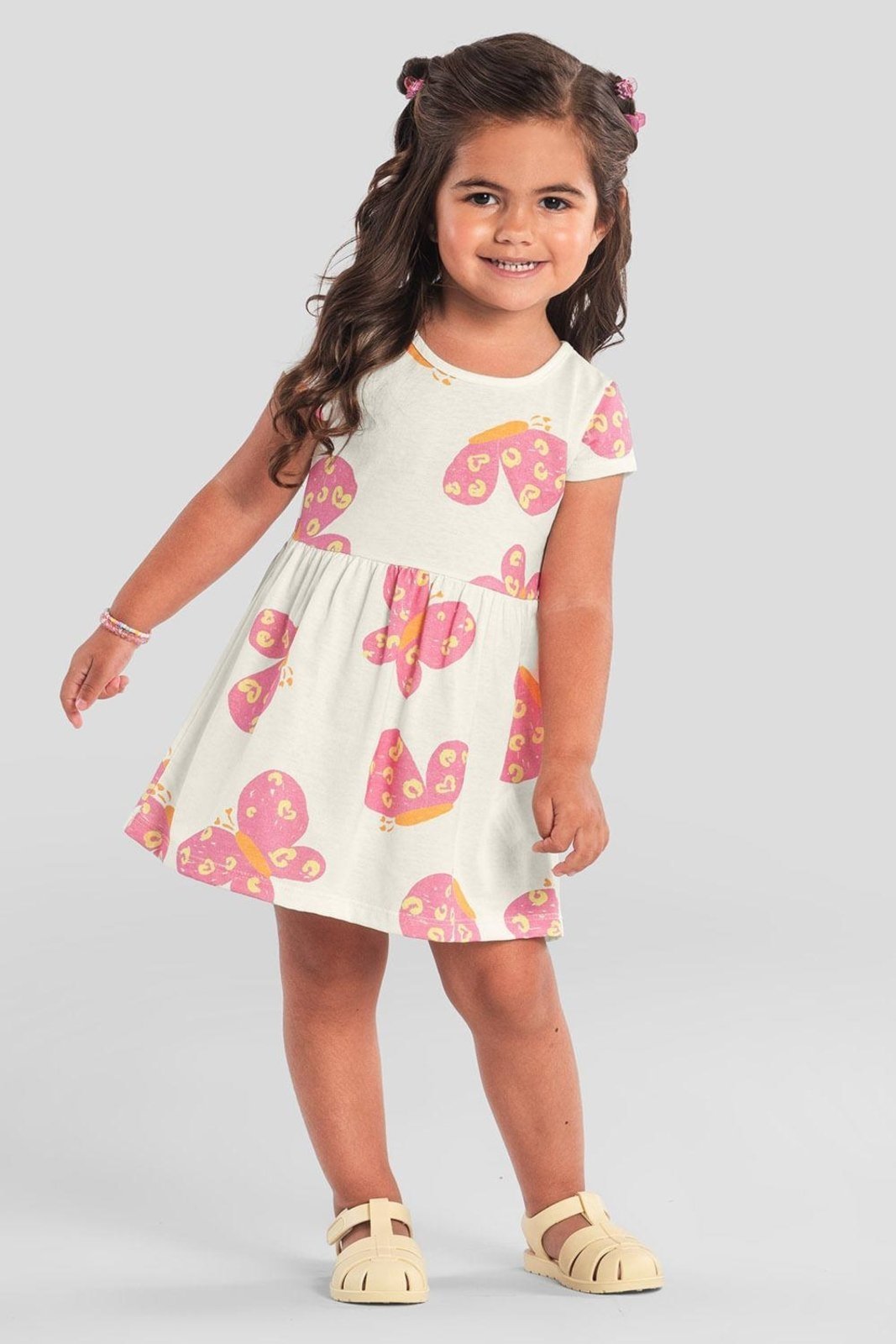 Vista 2 Infantil - Vestido menina de borboletinha Brandili Brandili nude