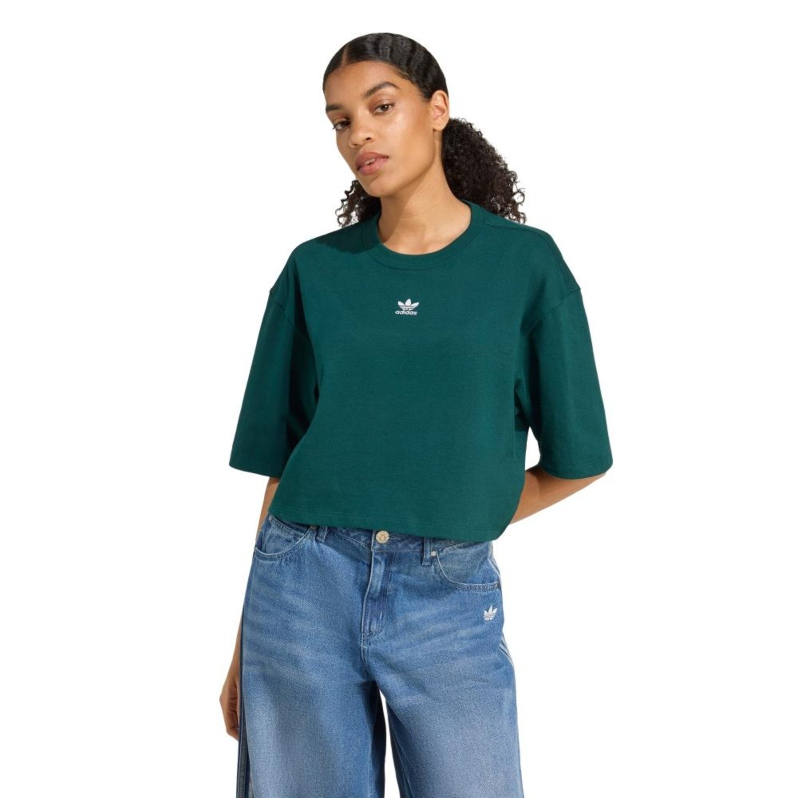 Camiseta Cropped Essentials adidas Originals Verde