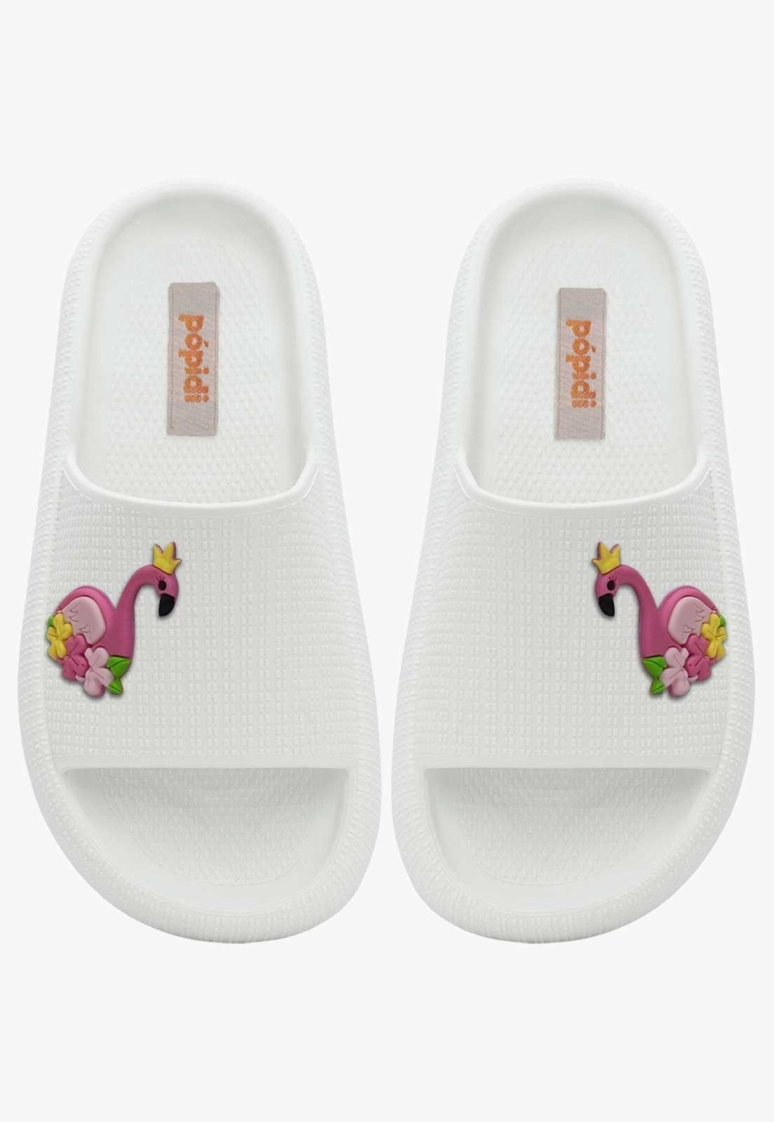 Vista 3 Infantil - Chinelo Nuvem Feminino Popidi Menina Flamingo branco Pópidí branco
