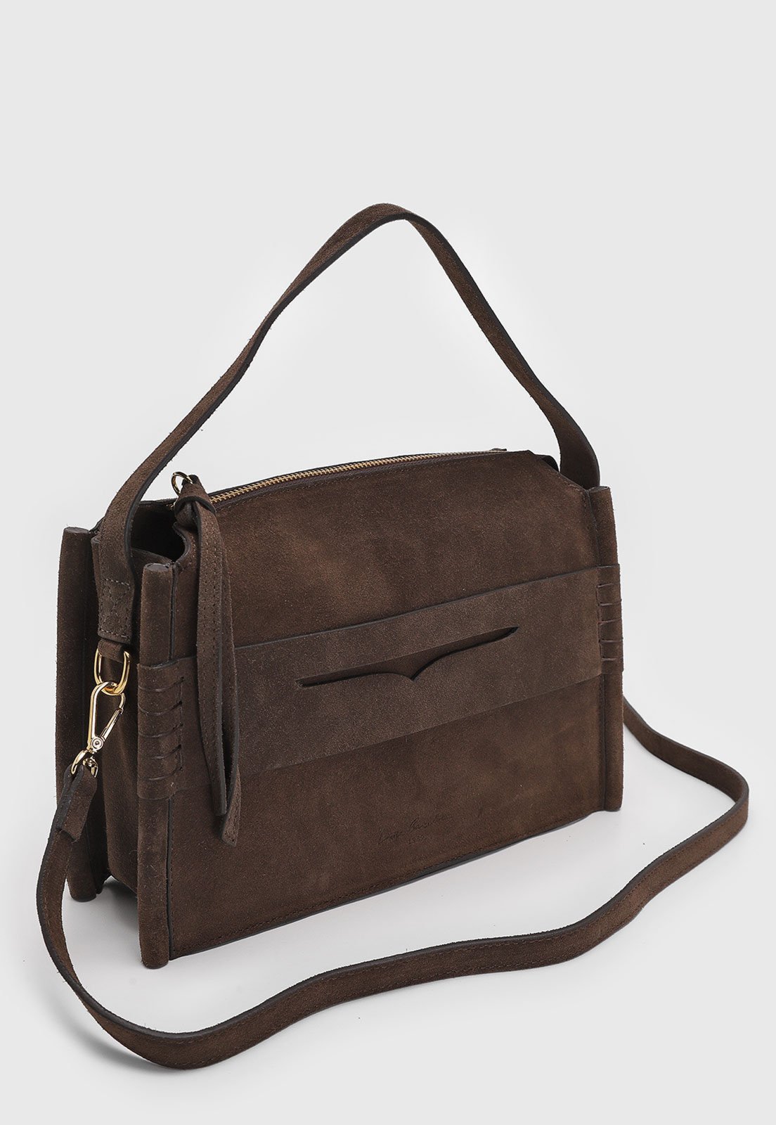 Vista 3 Bolsa Luiza Barcelos Transversal Suede marrom marrom