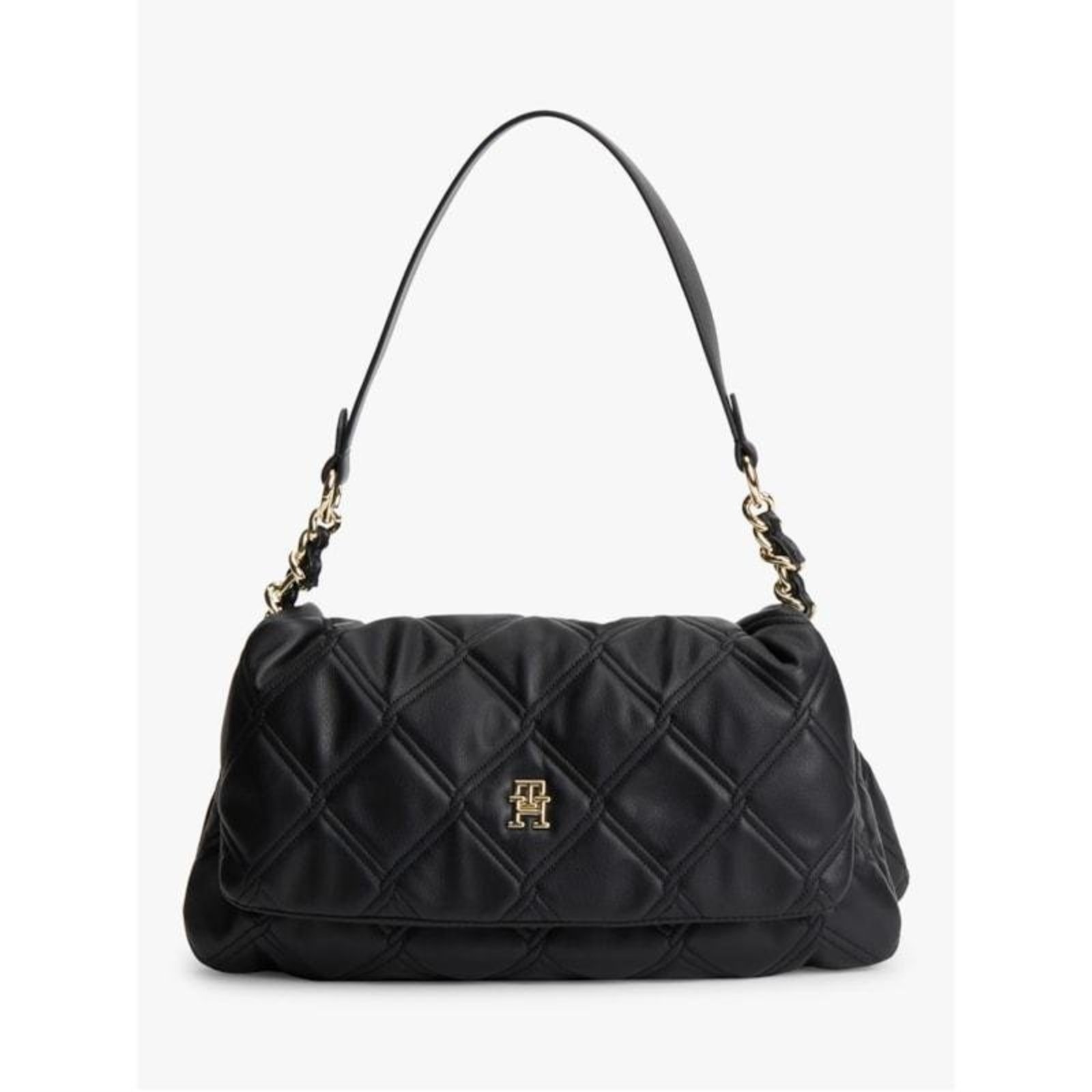 Bolsa de Ombro com Acabamento Matelassê Preto