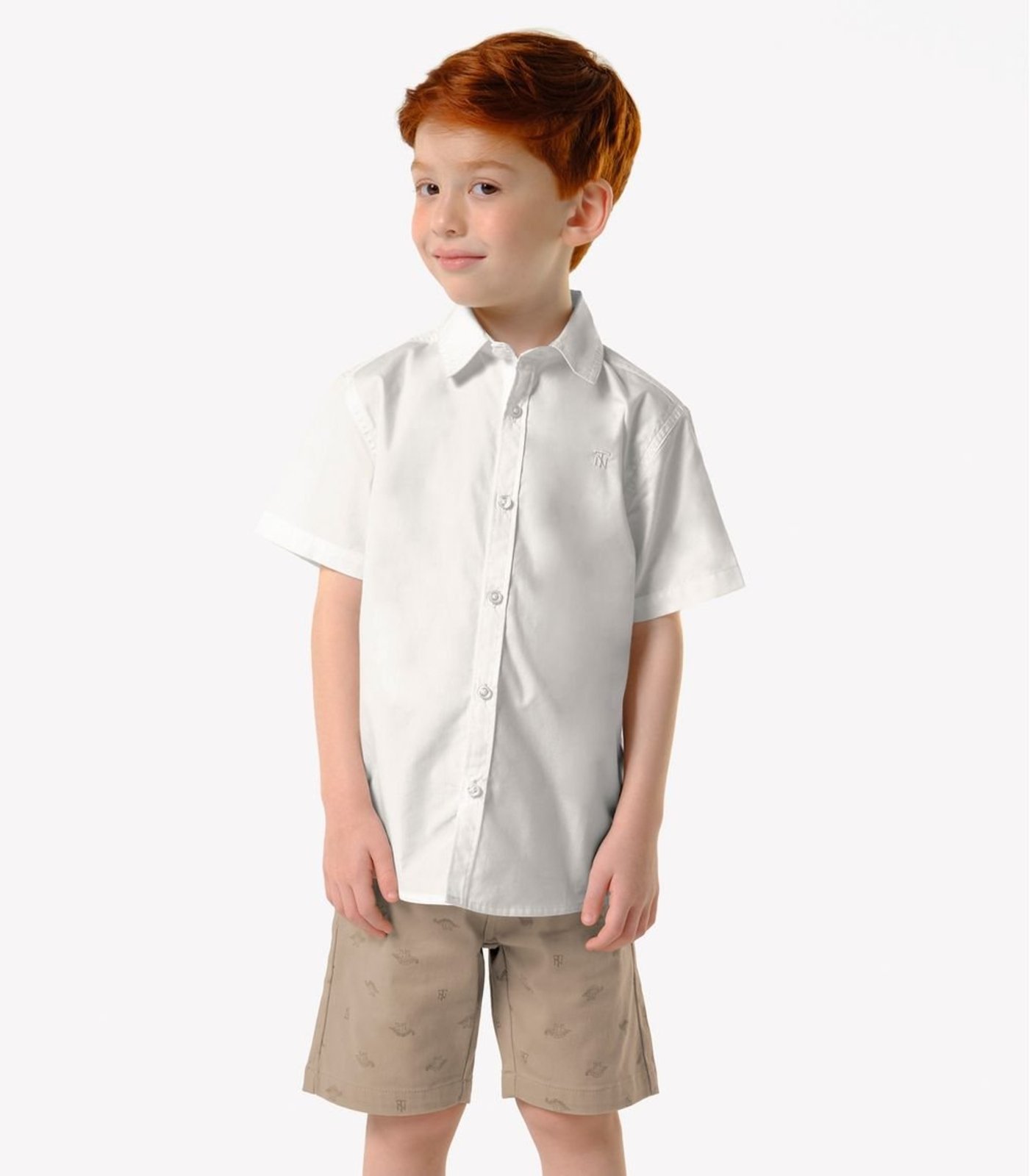 Infantil - Conjunto Camisa Com Bermuda Trick Nick Bege