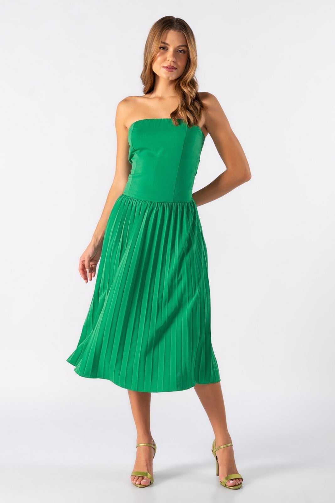 Vestido Lamis midi toma que caia Verde