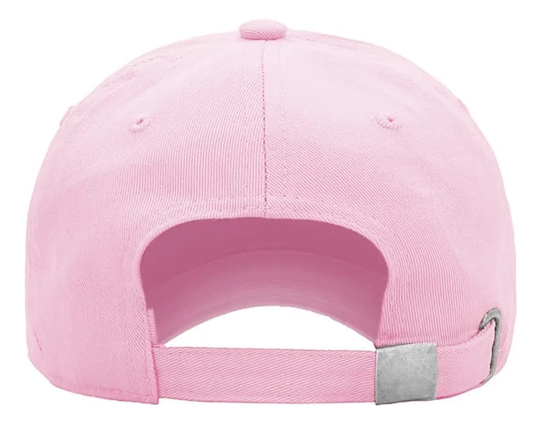 Boné Estilo Baseball Algodão Aba Curva Ajustável Liso Unissex - Rosa