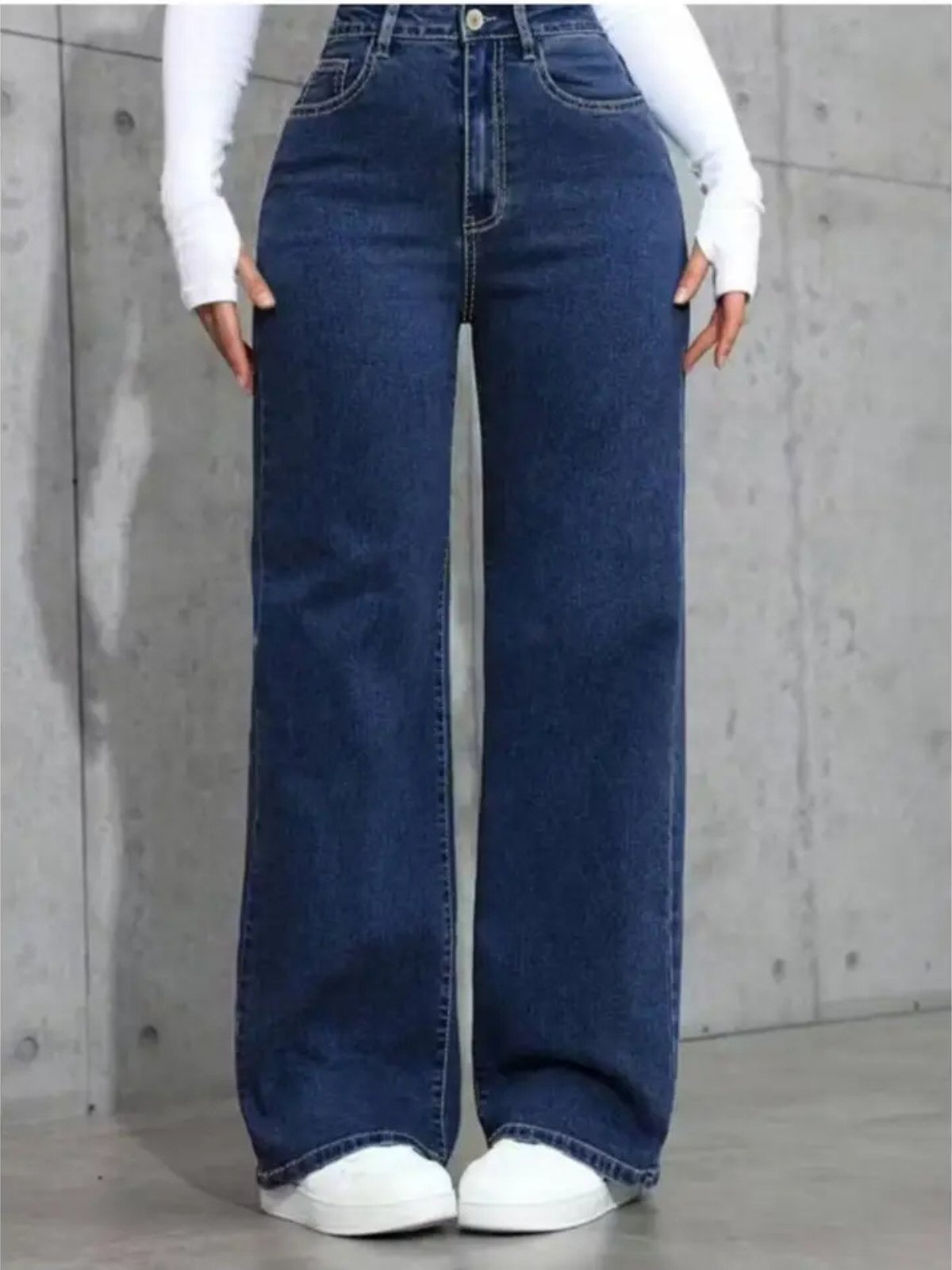 Calça Wide Leg Azul Escura Alpha Elegância e Conforto em Um Só Look