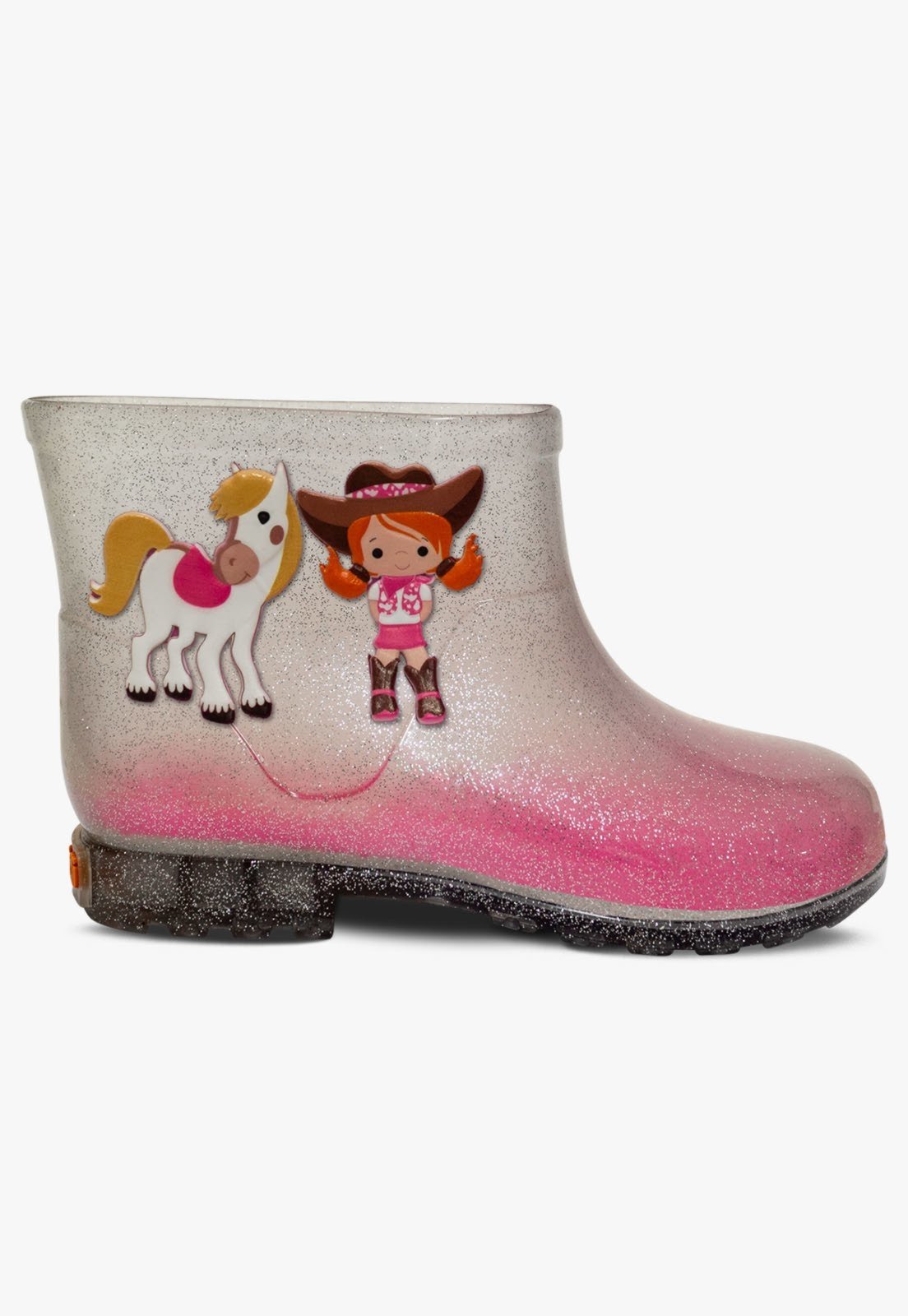 Vista 3 Infantil - Bota Galocha Cano Baixo Pópidi Menina Cowgirl Glitter Pópidí prata