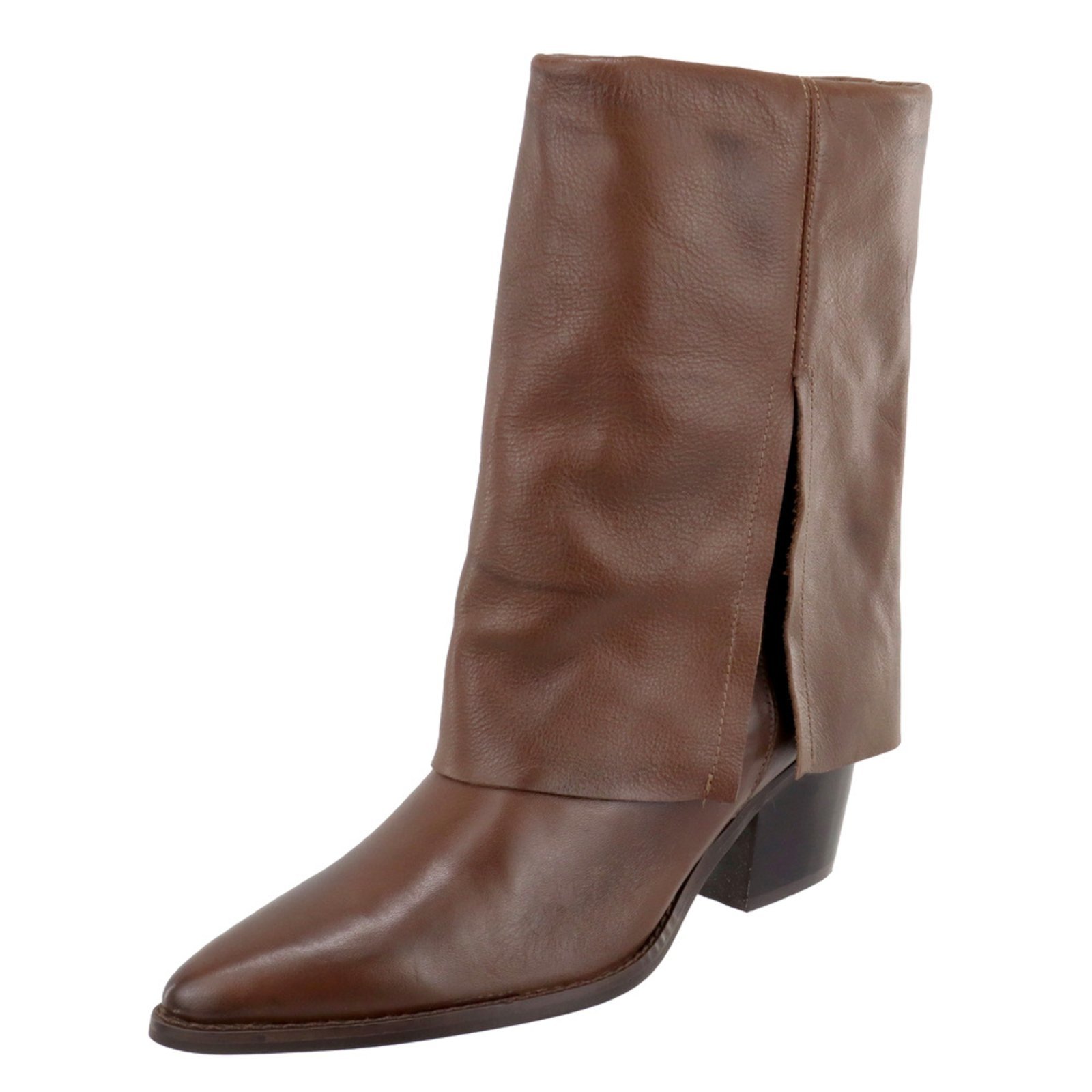 Vista 2 Bota Feminina Bico Fino Saia em Couro Franja Maria Paula Nutella marrom MARIA PAULA marrom