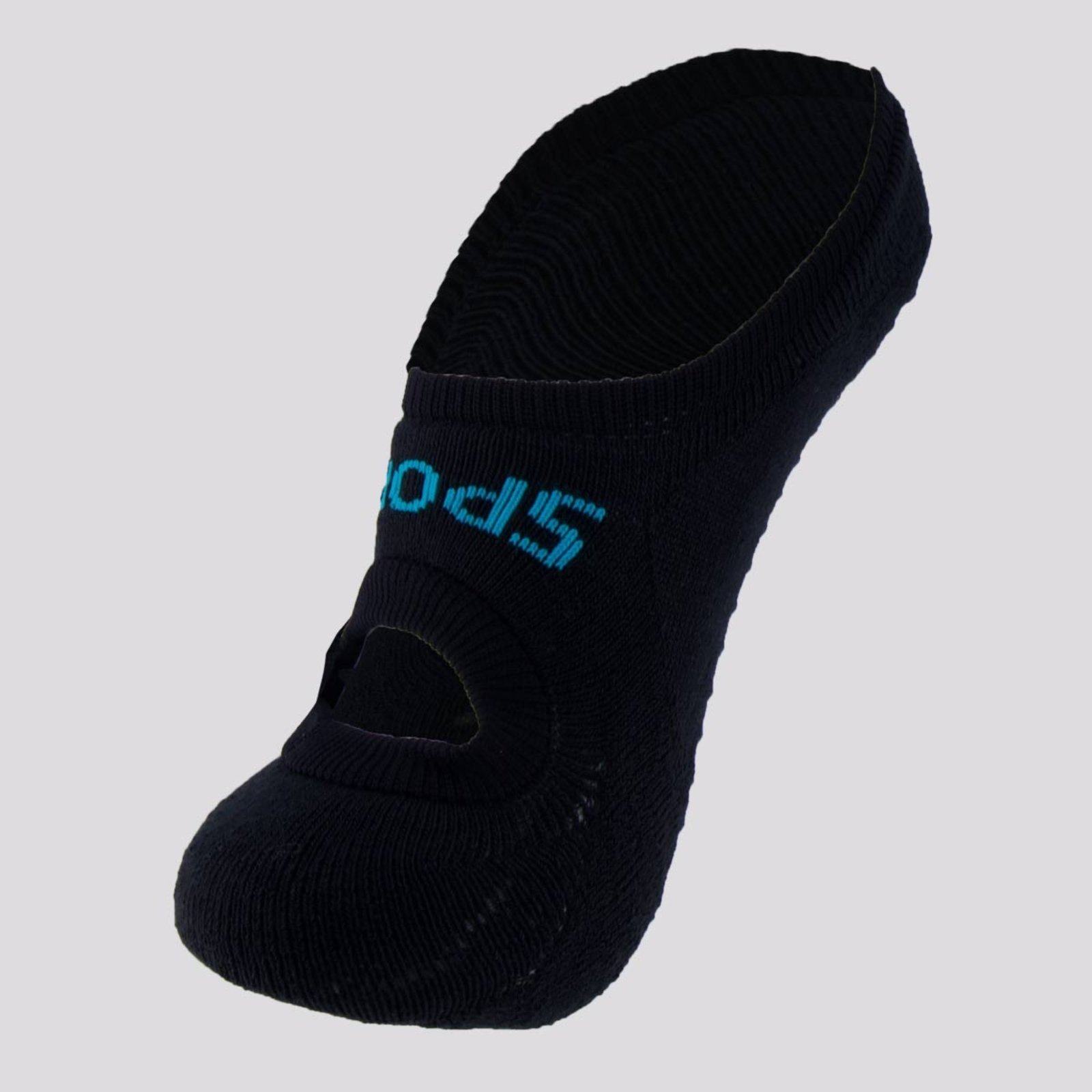 Vista 2 Meia Selene Sapatilha Antiderrapante Feminina Preta e Azul preto azul SELENE preto azul