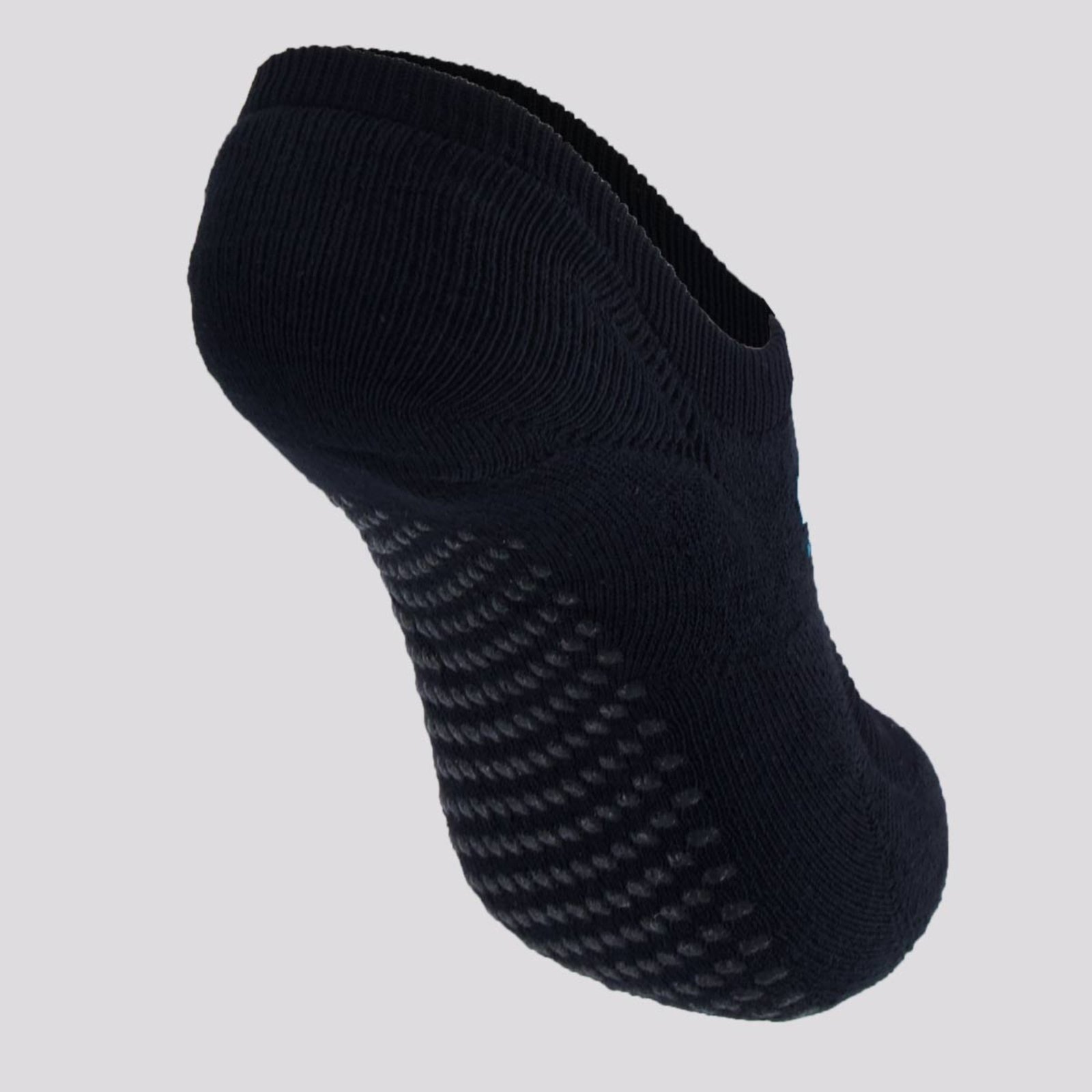 Vista 3 Meia Selene Sapatilha Antiderrapante Feminina Preta e Azul preto azul SELENE preto azul