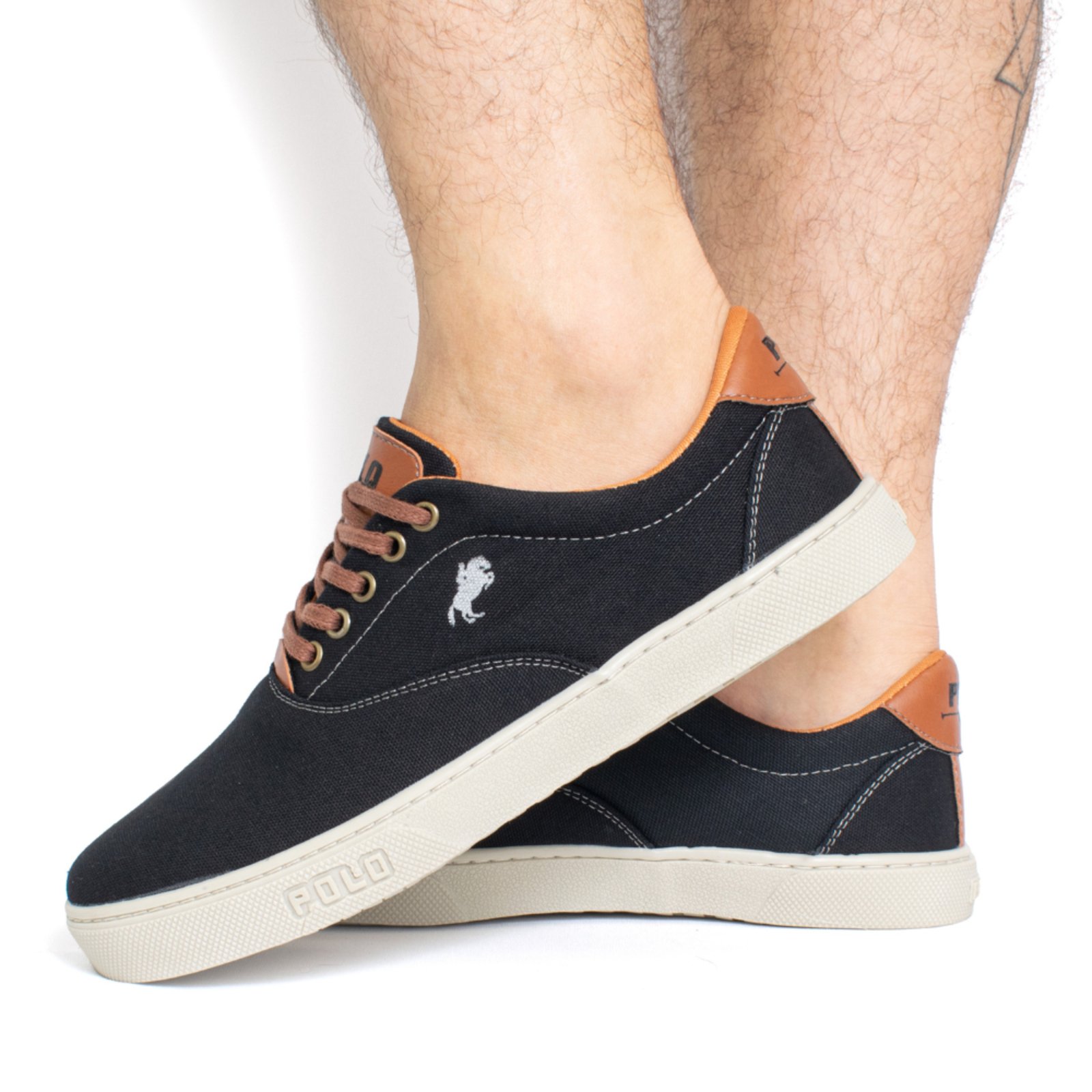 Vista 3 Kit Tenis Polo Masculino Wit Shoes Sapatenis Casual Relogio E Carteira preto wit Wit Shoes preto wit