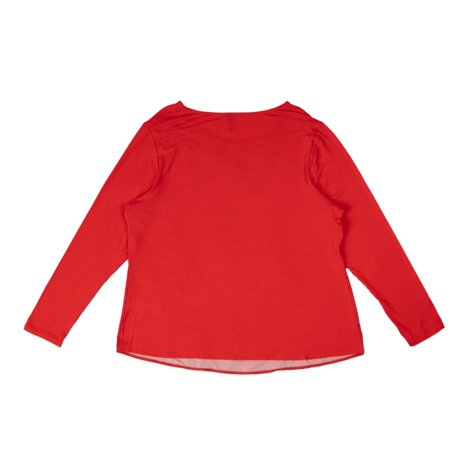 Vista 3 Blusa Feminina Habana Plus Size Manga Longa Estampada vermelho Habana vermelho