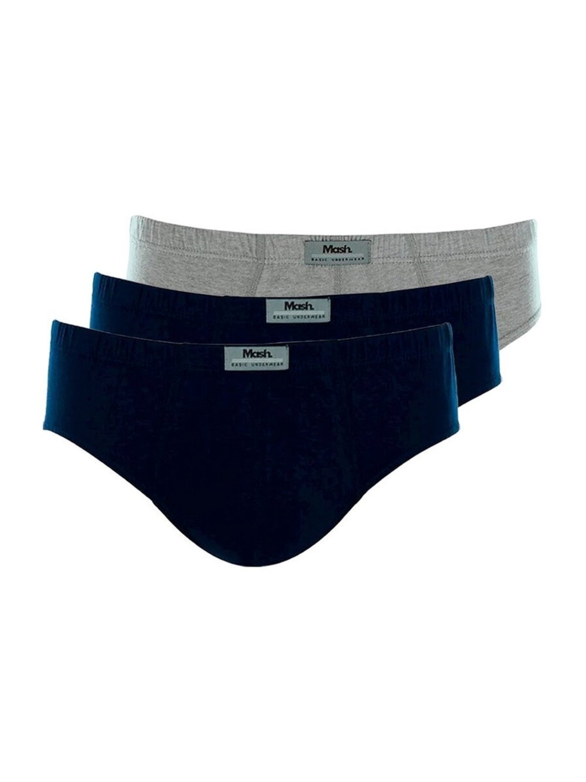 Kit com 3 Cuecas Slip Mash 074.58 Plus Size Cinza