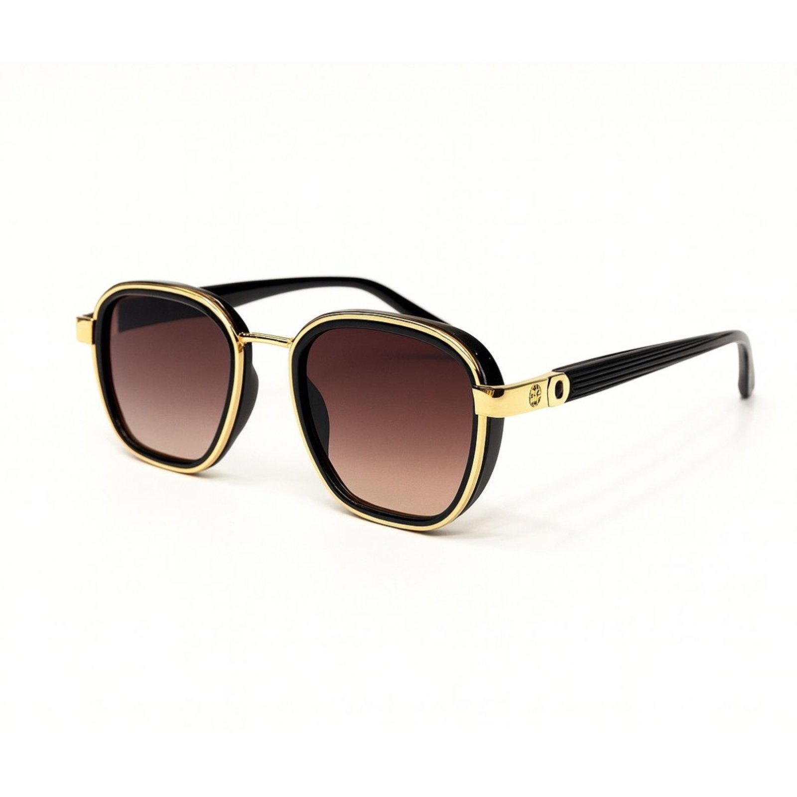 Óculos de Sol Redondo Dourado com Lente Marrom – Estilo Premium