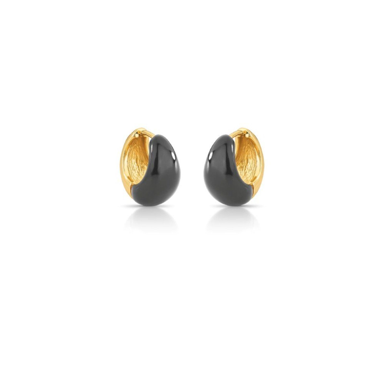 Infantil – Brinco Argola Esmaltada Preto Semijoia Banhado a Ouro 18K Ania Store