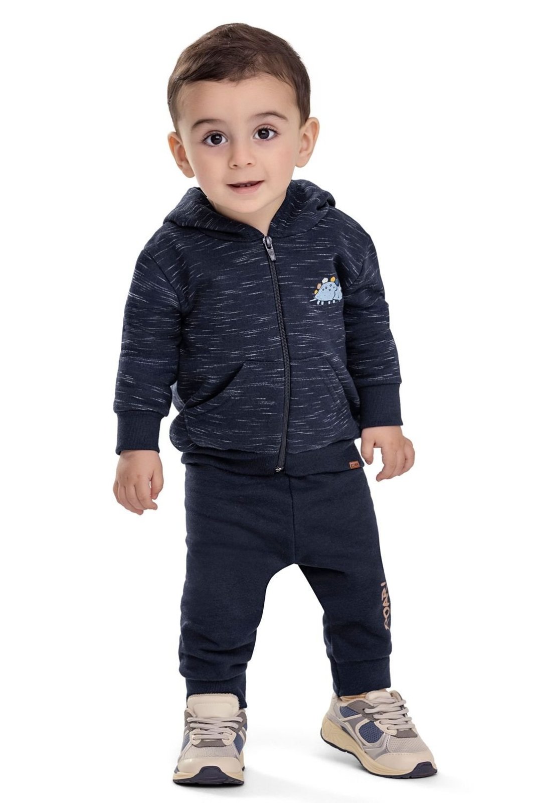 Infantil - Conjunto Menino Moletom Rajado Dino Elian Azul
