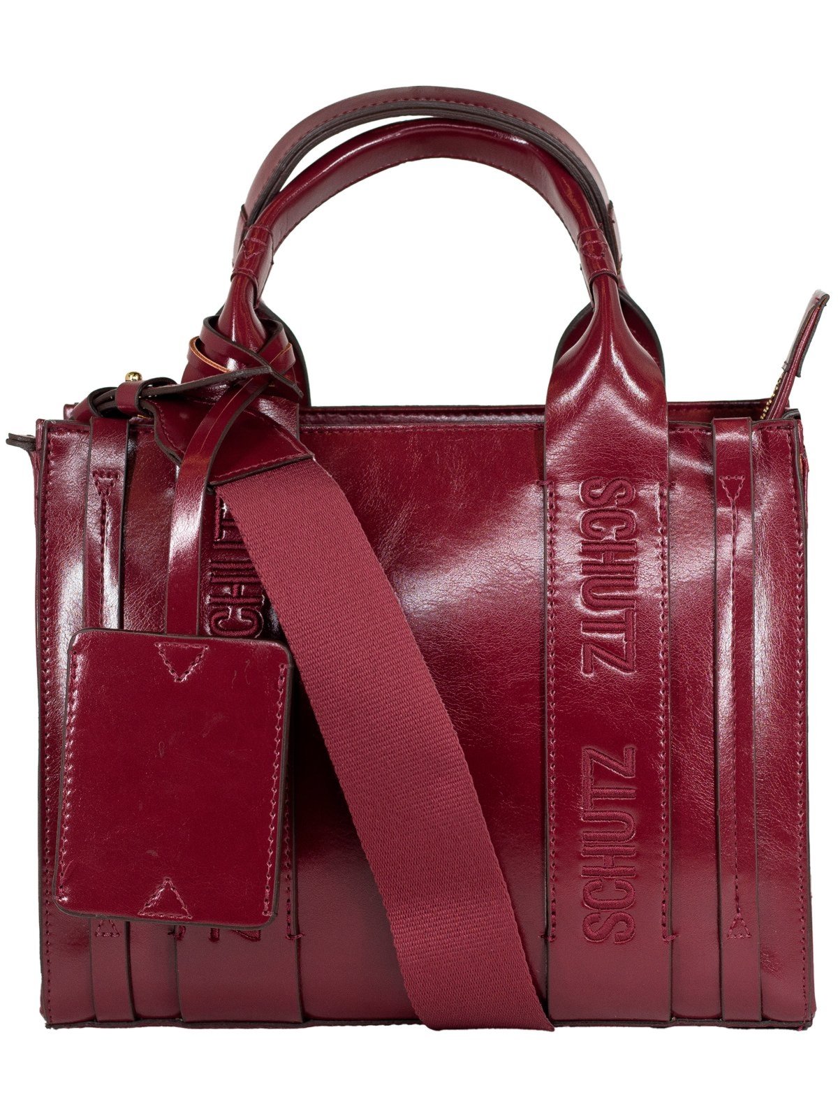 Bolsa Feminina Média Schutz Casual Tote Avery Tiracolo Estruturada Mão Ombro Bordô Vermelho Escuro