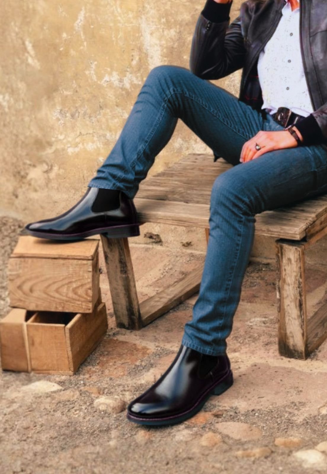 Bota Masculina Chelsea Couro Casual Clube do Sapato de Franca DFT Hudson Preta Preto