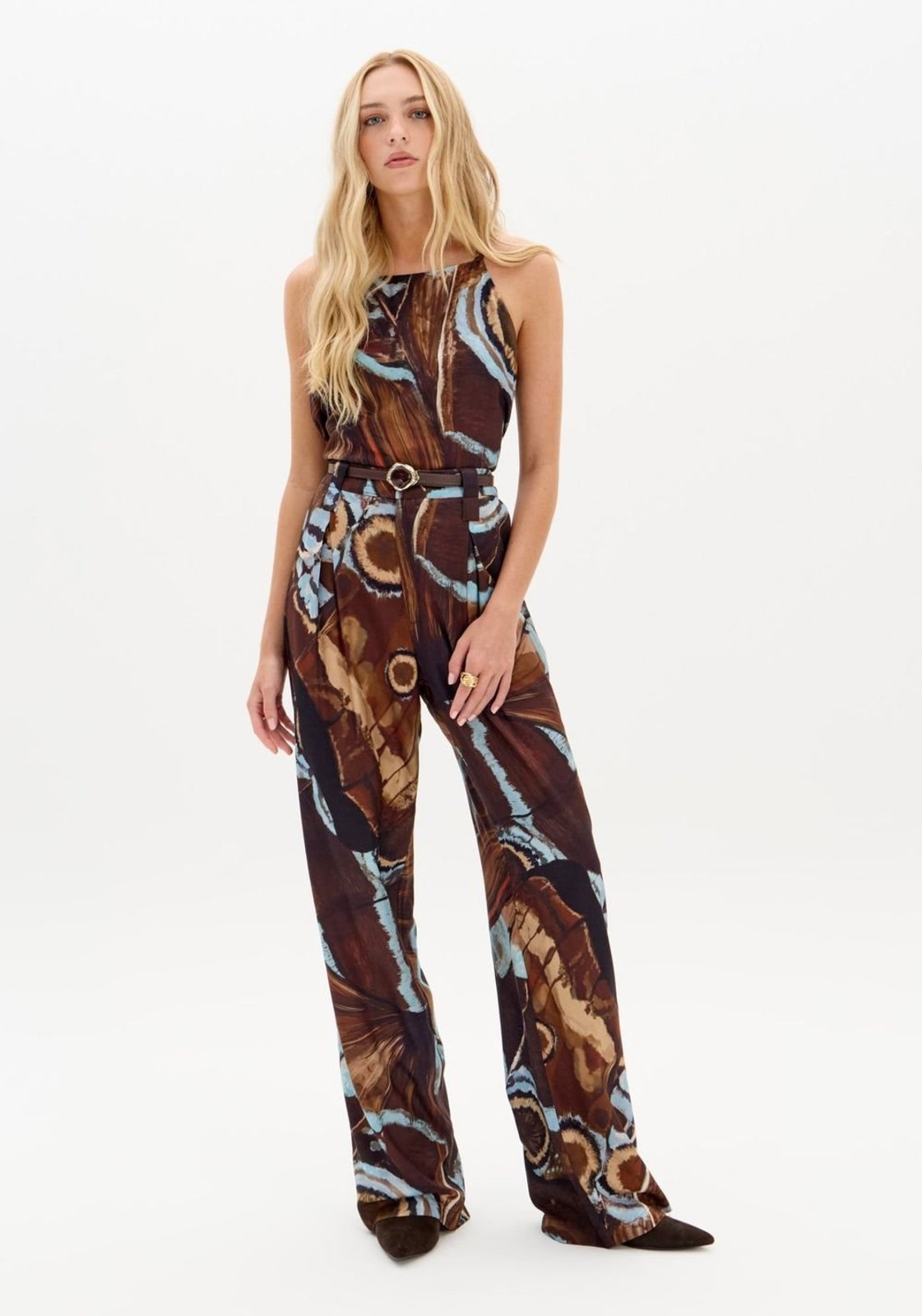 Calça Reta Estampada Cintura Média Com Cinto My Favorite Things