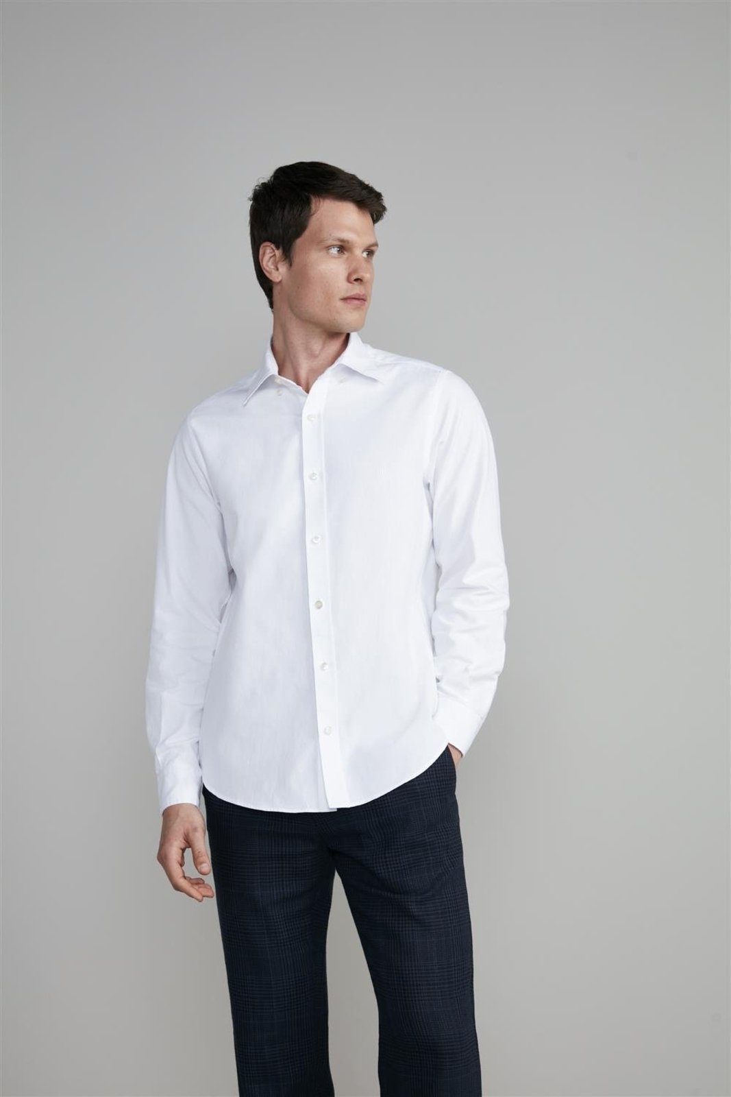HIGHSTIL Camisa Lisa Oxford Slim Fit – Branco