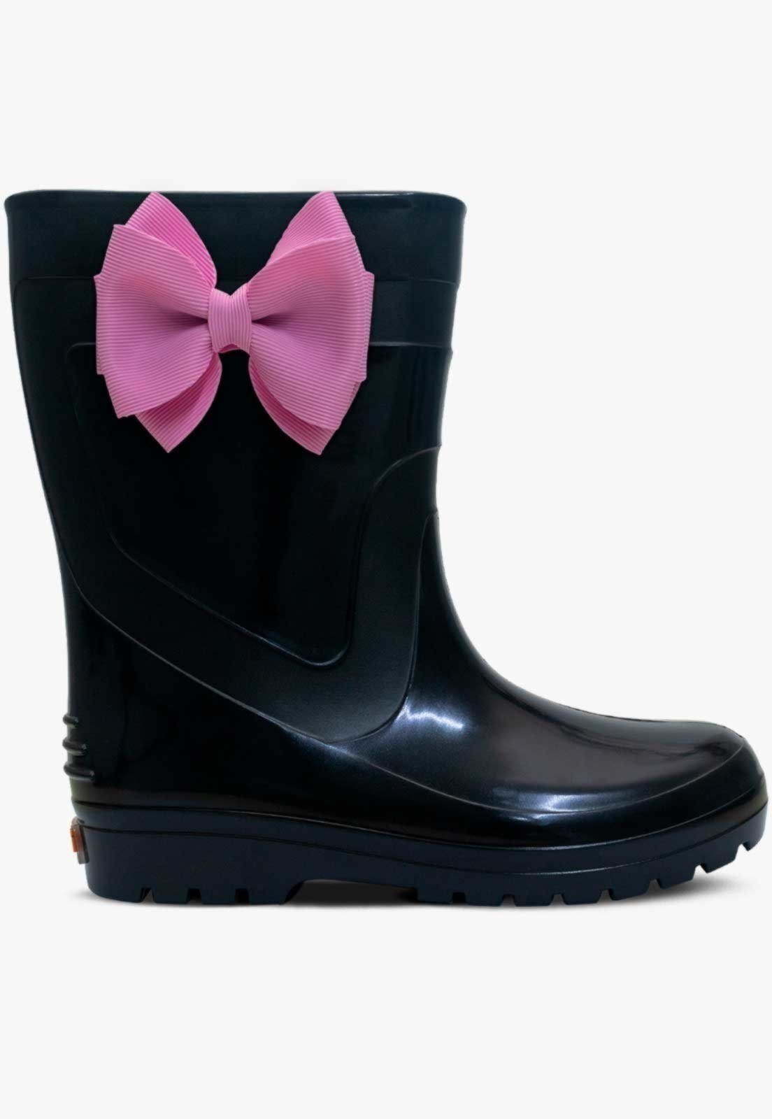 Vista 3 Infantil - Bota Galocha Feminina Pópidi Laço rosa Pópidí rosa