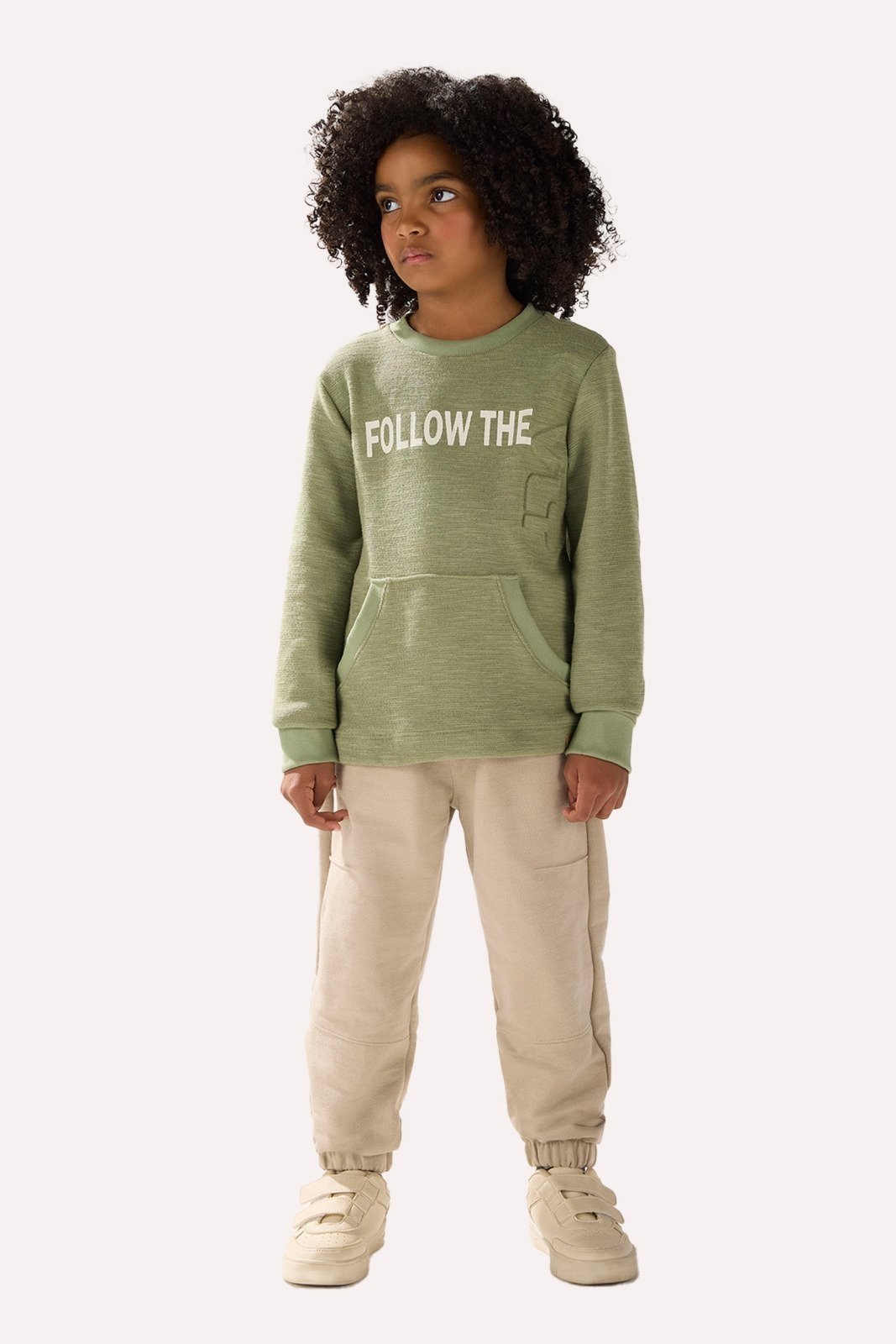 Infantil - Conjunto Verde em Tricot e Calça Texturizada