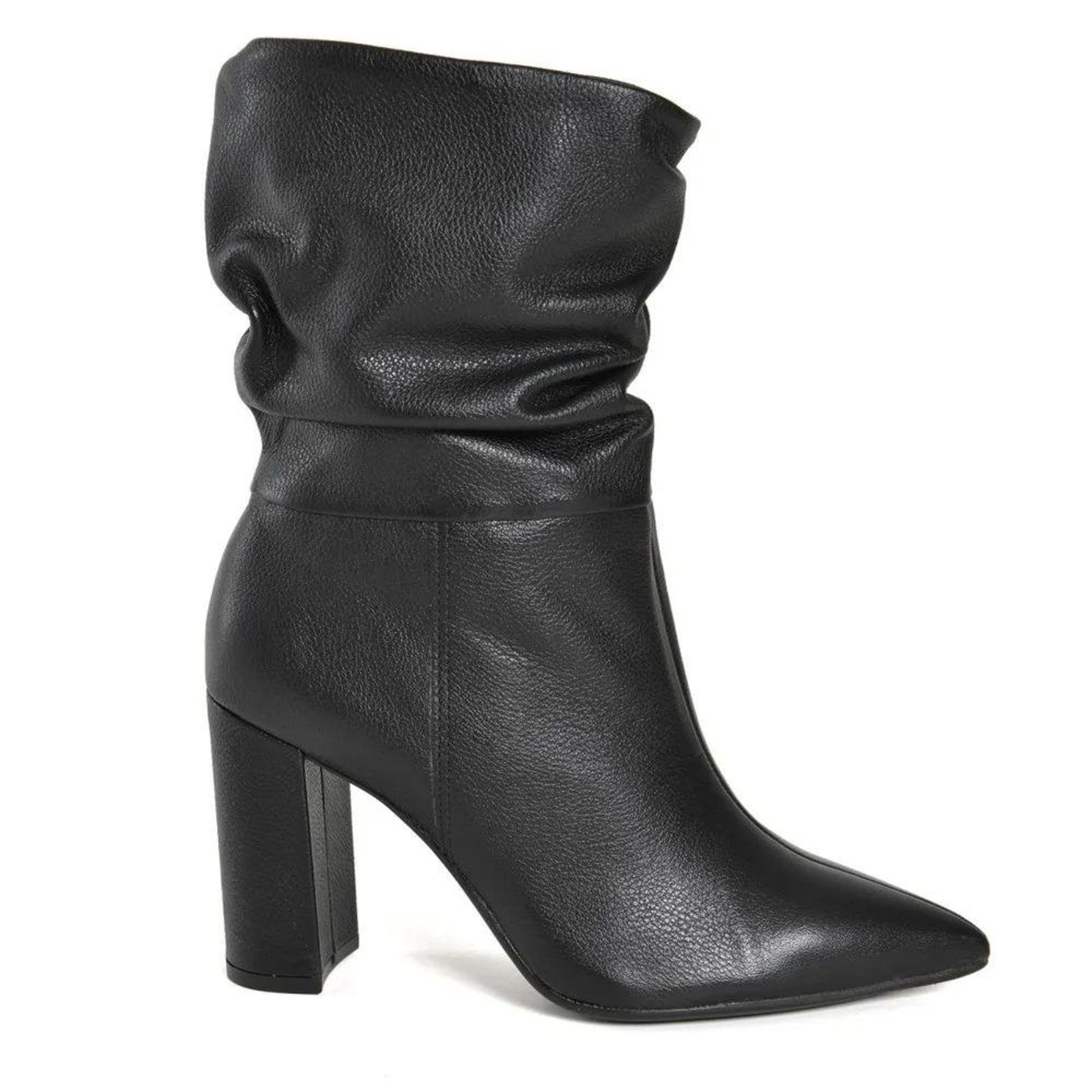 Bota Via Marte Couro Feminino Bico Fino Salto Alto Preto