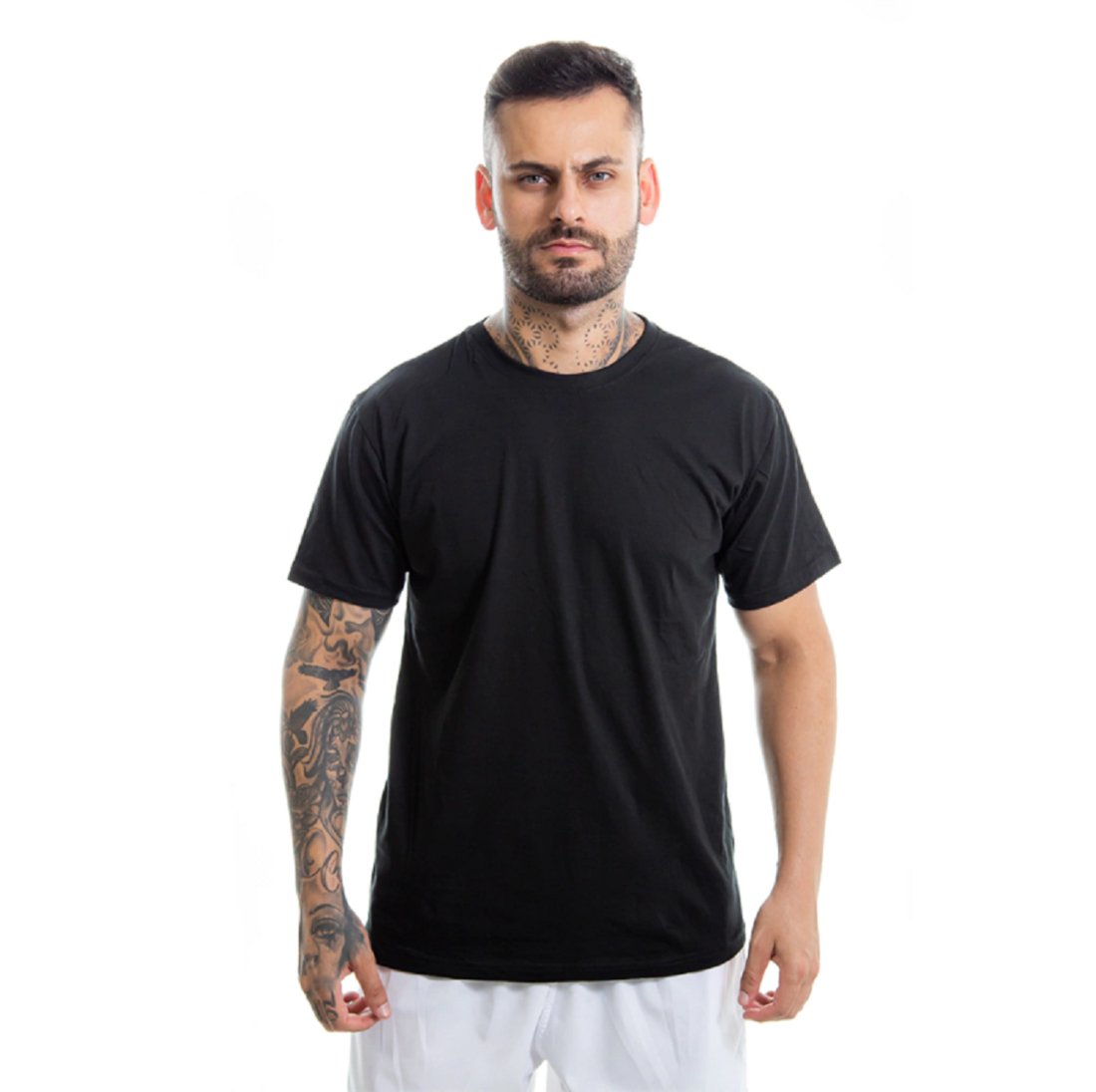 Camiseta Basica Lisa Masculino Premium Algodão Casual Preto