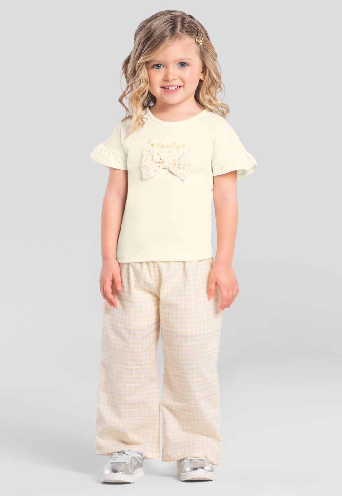Infantil - Blusa menina com laço xadrez Mundi