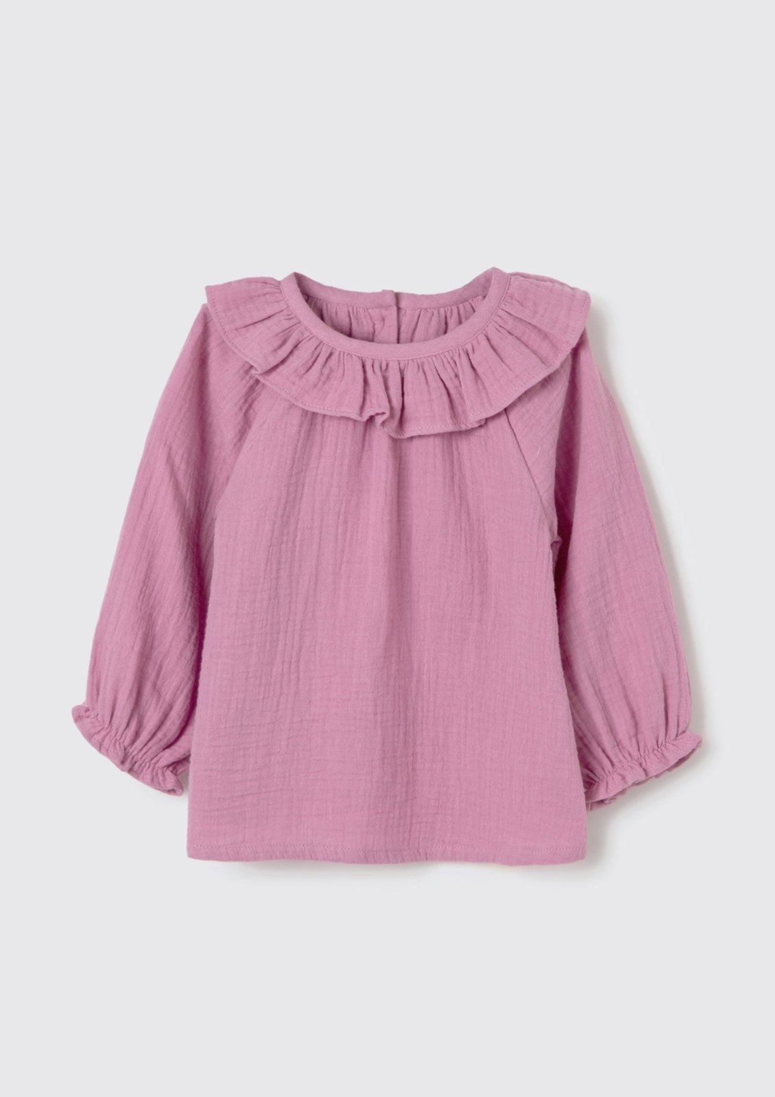 Infantil - Blusa Bata Menina Manga Longa Com Babado