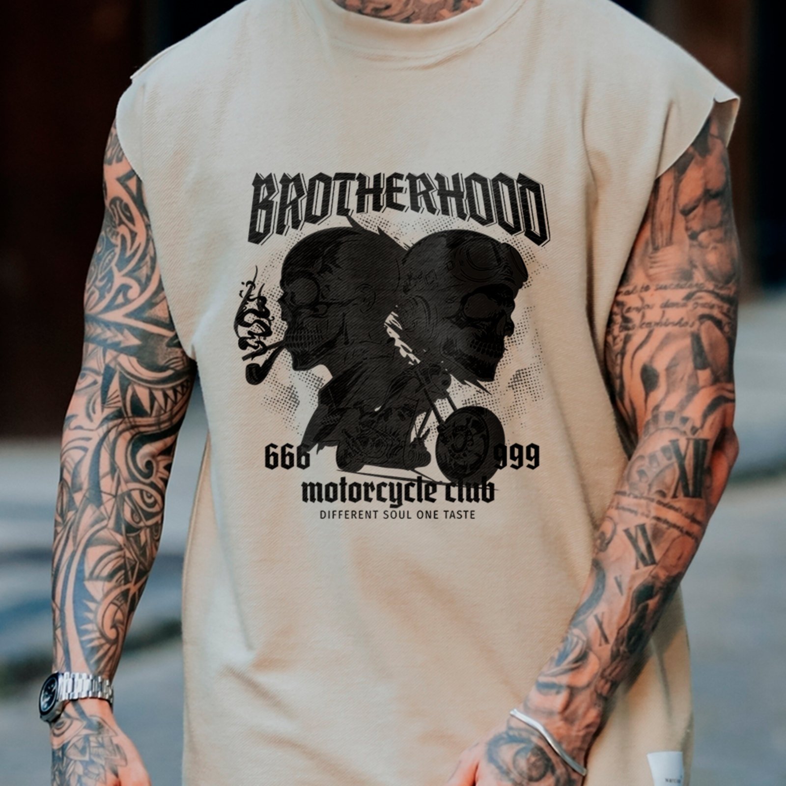 Camiseta Regata Machão Brotherhood Estilo Moto Club White
