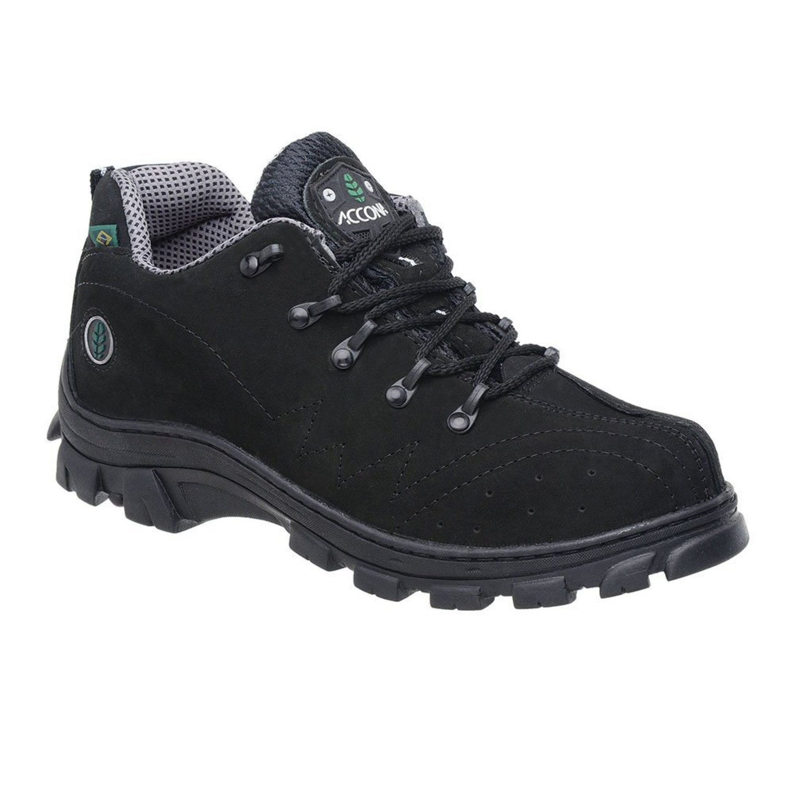 Coturno Adventure Accona Cano Curto em Couro Preto 10NP - Preto