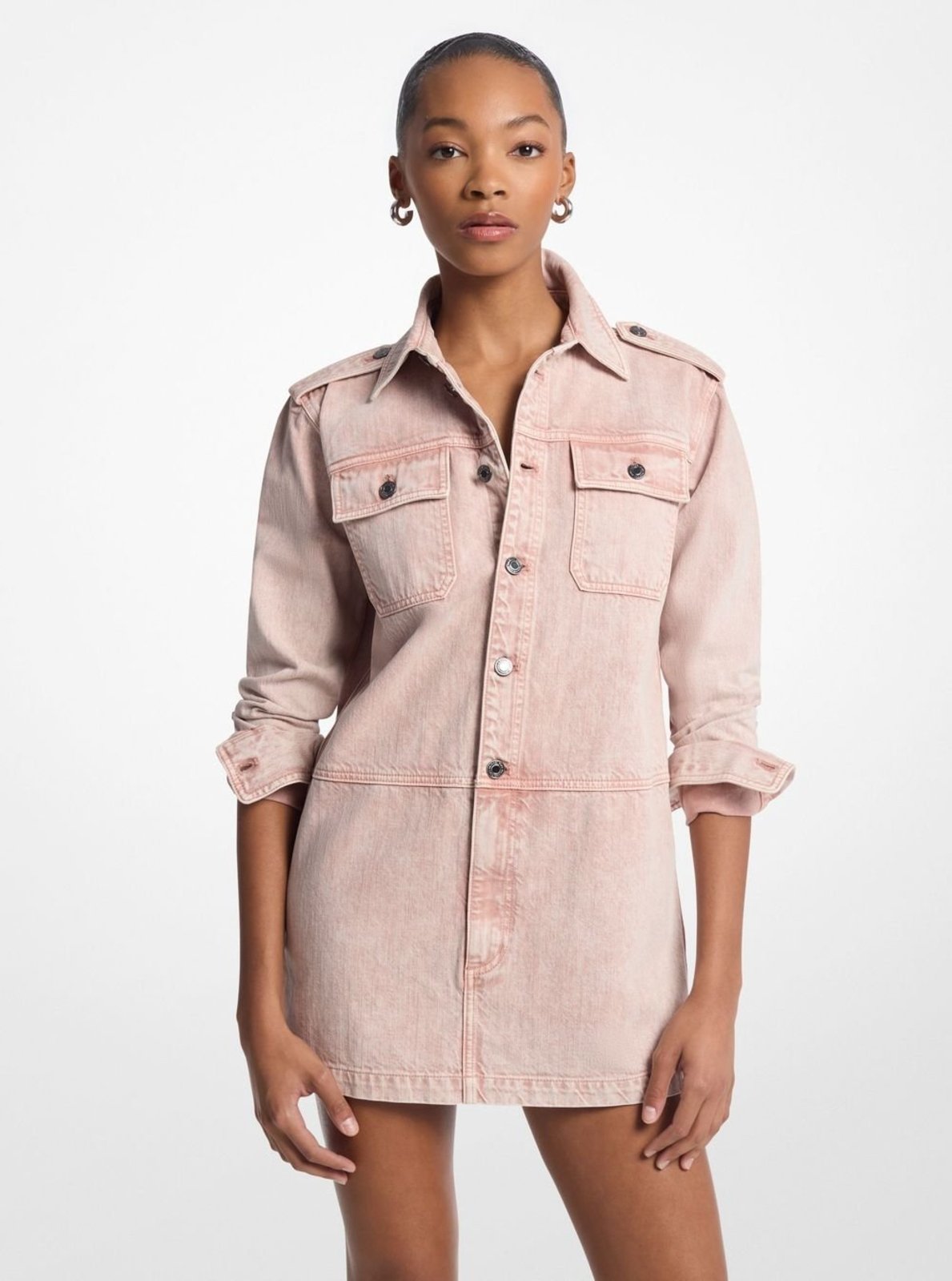 Vista 2 Vestido Camisa Jeans Mini Ms5830h4ln696 rosa rosa
