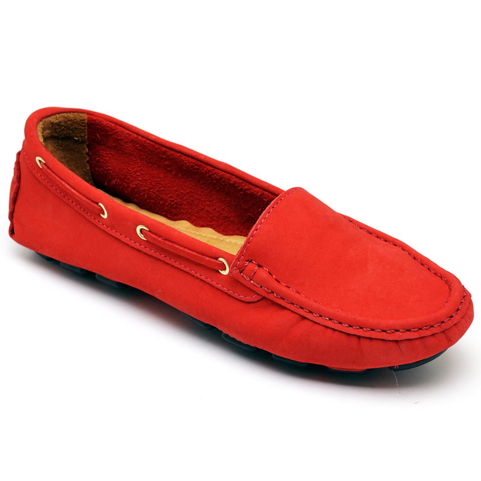 Mocassim Drive Casual Nine4 Em Couro Macio Vermelho
