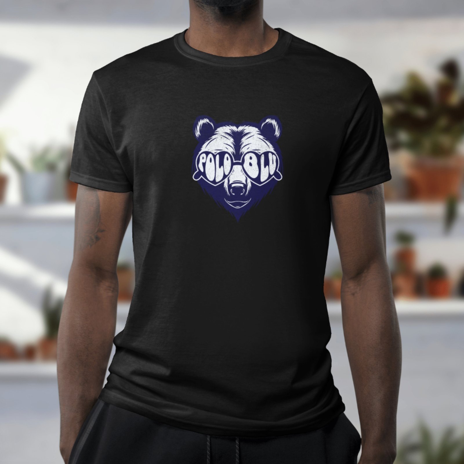 Camiseta Masculina Polo Blu Estampada em Algodão Preta do P ao G1