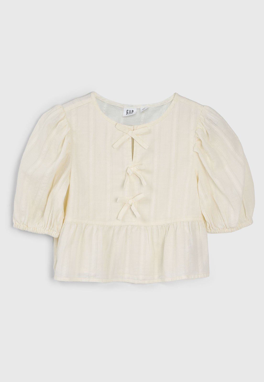 Infantil – Blusa GAP Laços Manga Bufante Off-White