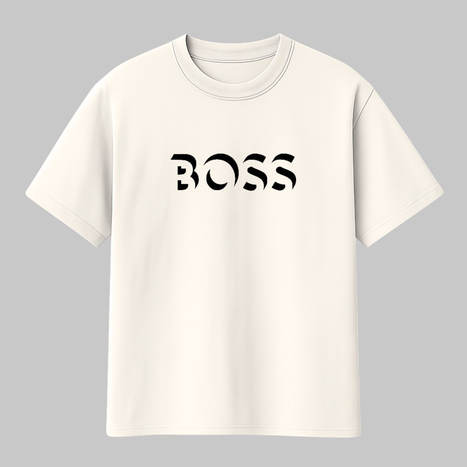 Camiseta Básica Estilo Boss Minimalista Estilosa e Confortável Off White