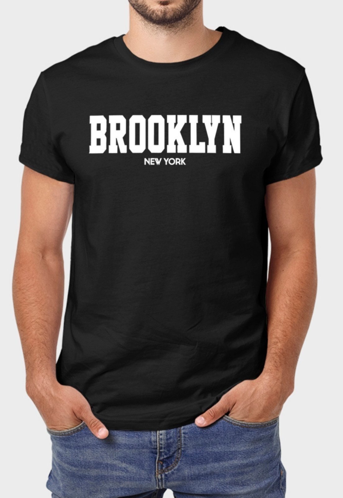 Camiseta Masculina Preta Brooklyn Algodão Premium Benellys