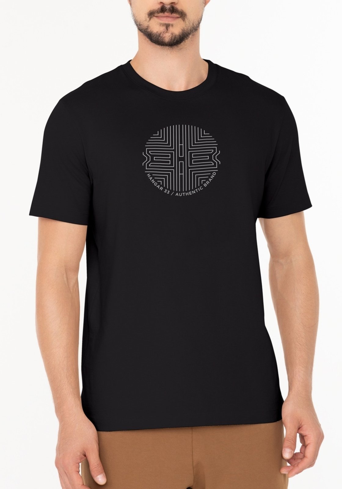 Vista 3 Camiseta De Mangas Curtas Com Estampa Em Malha Modal Hangar 33 preto Hangar 33 preto