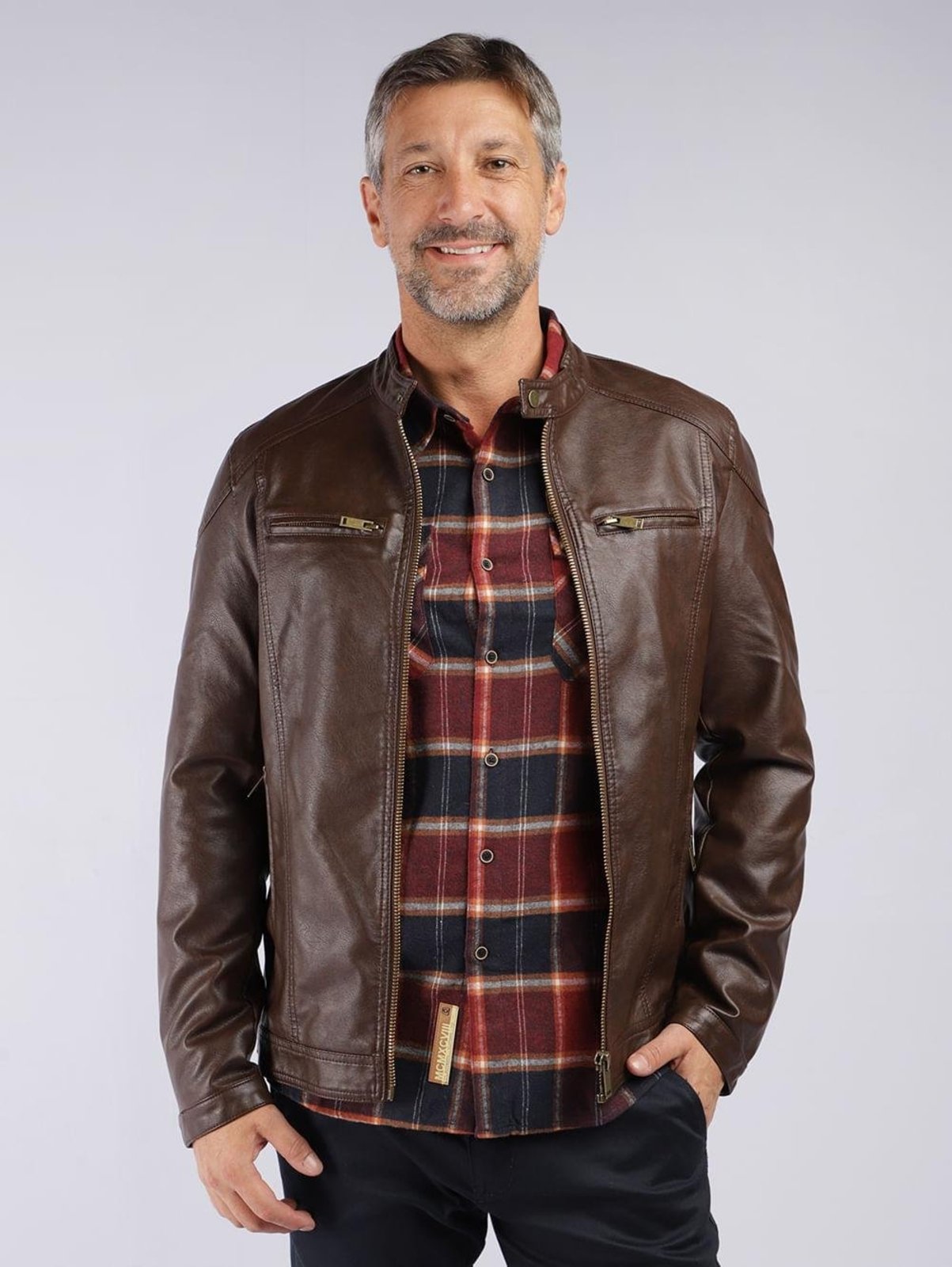 Jaqueta PU Eletrón Masculina MARROM