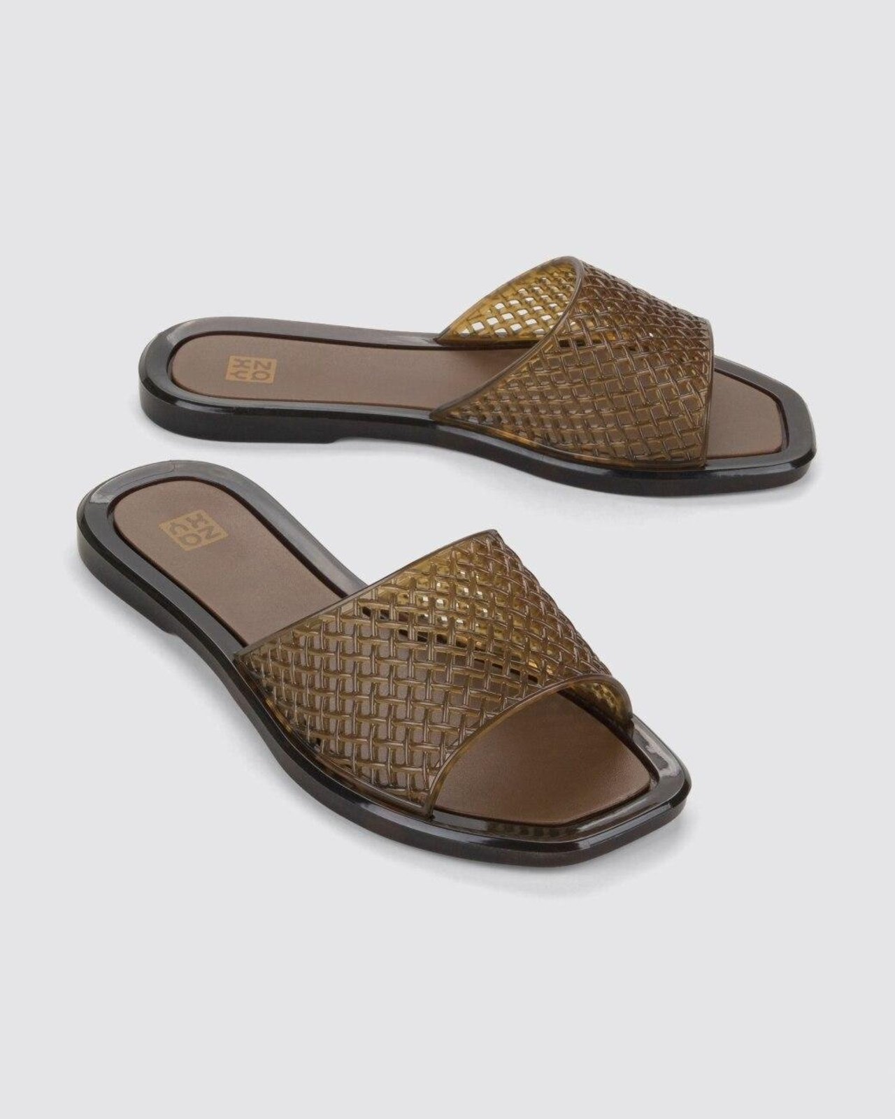 Chinelo Slide Zaxy Mesh Marrom