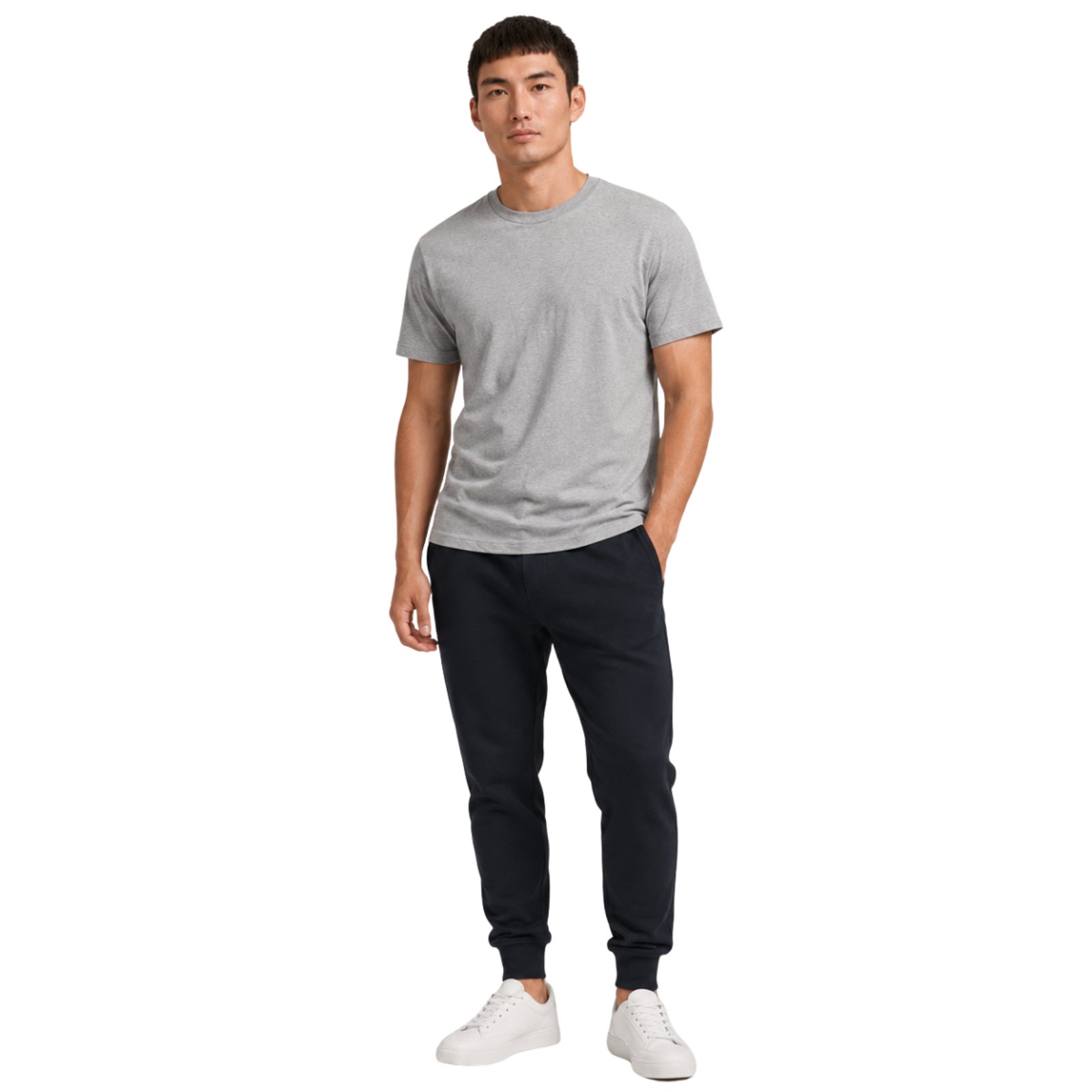 Camiseta Básica Masculina Casual Slim Fitness - Mescla Clara