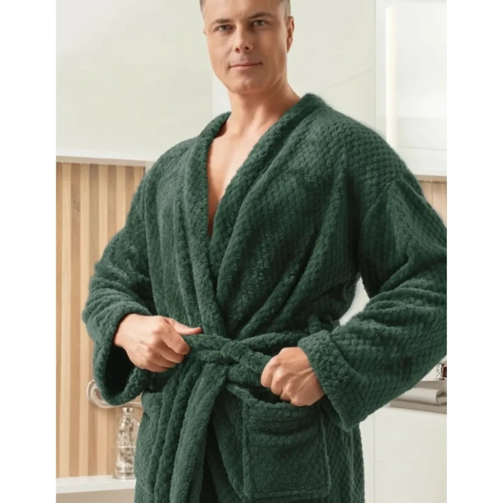 Roupao Adulto Microfibra Flannel Appel Pollo Verde Pinus