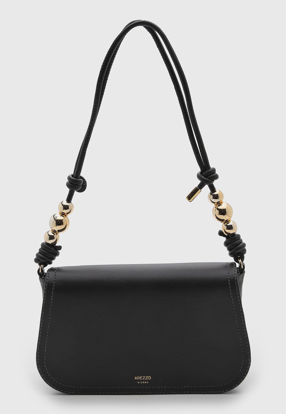 Bolsa Feminina Arezzo Média Detalhes Dourados Preta